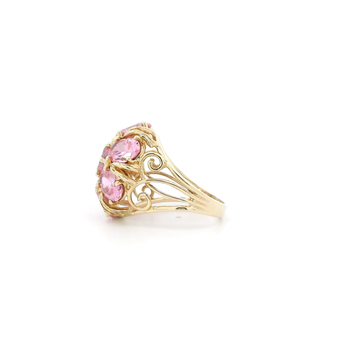 10K Yellow Gold Pink Tourmaline Womens Ring