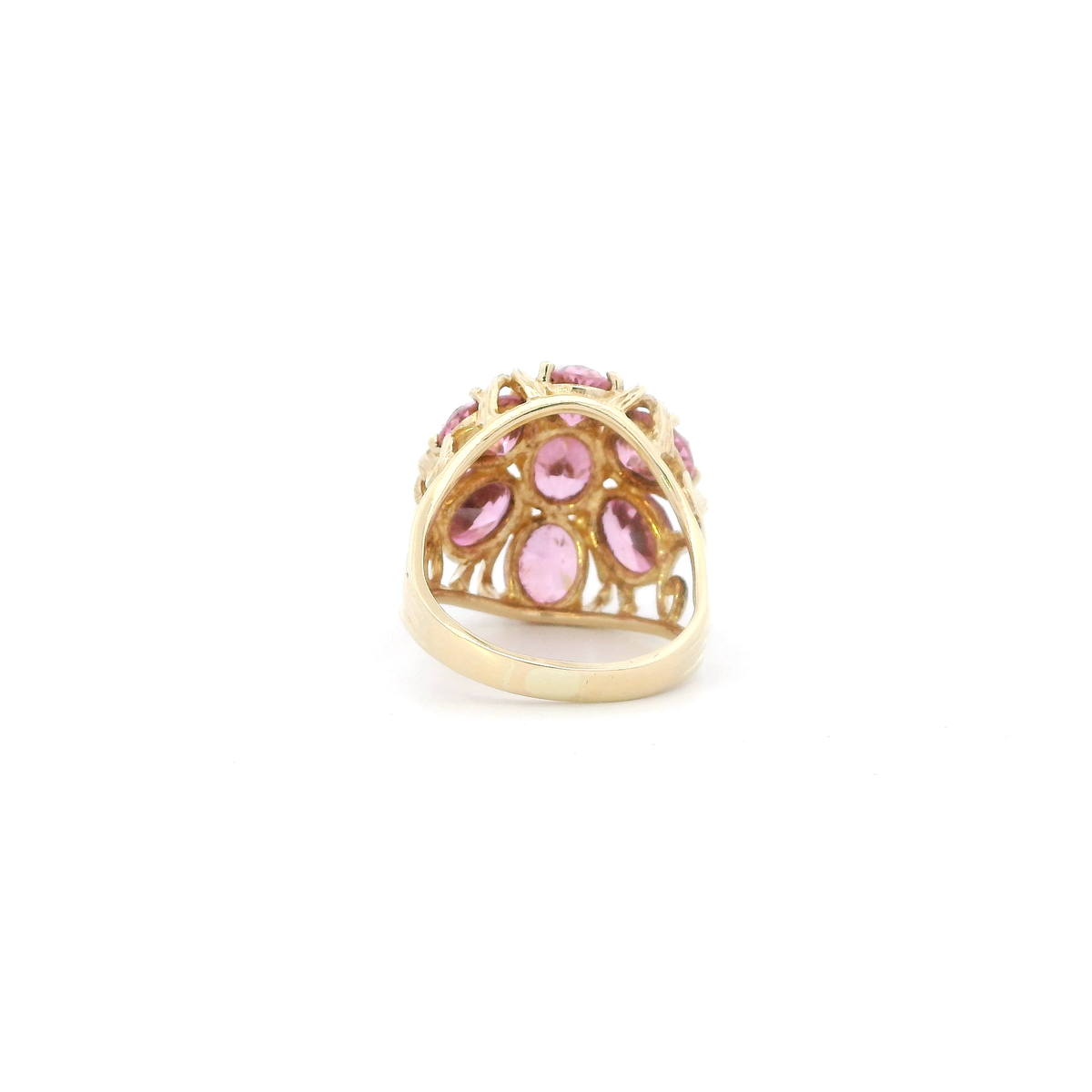 10K Yellow Gold Pink Tourmaline Womens Ring