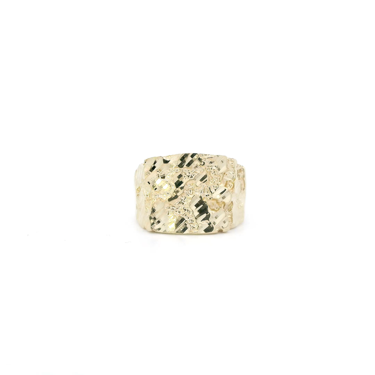 14K Yellow Gold Nugget Mens Ring