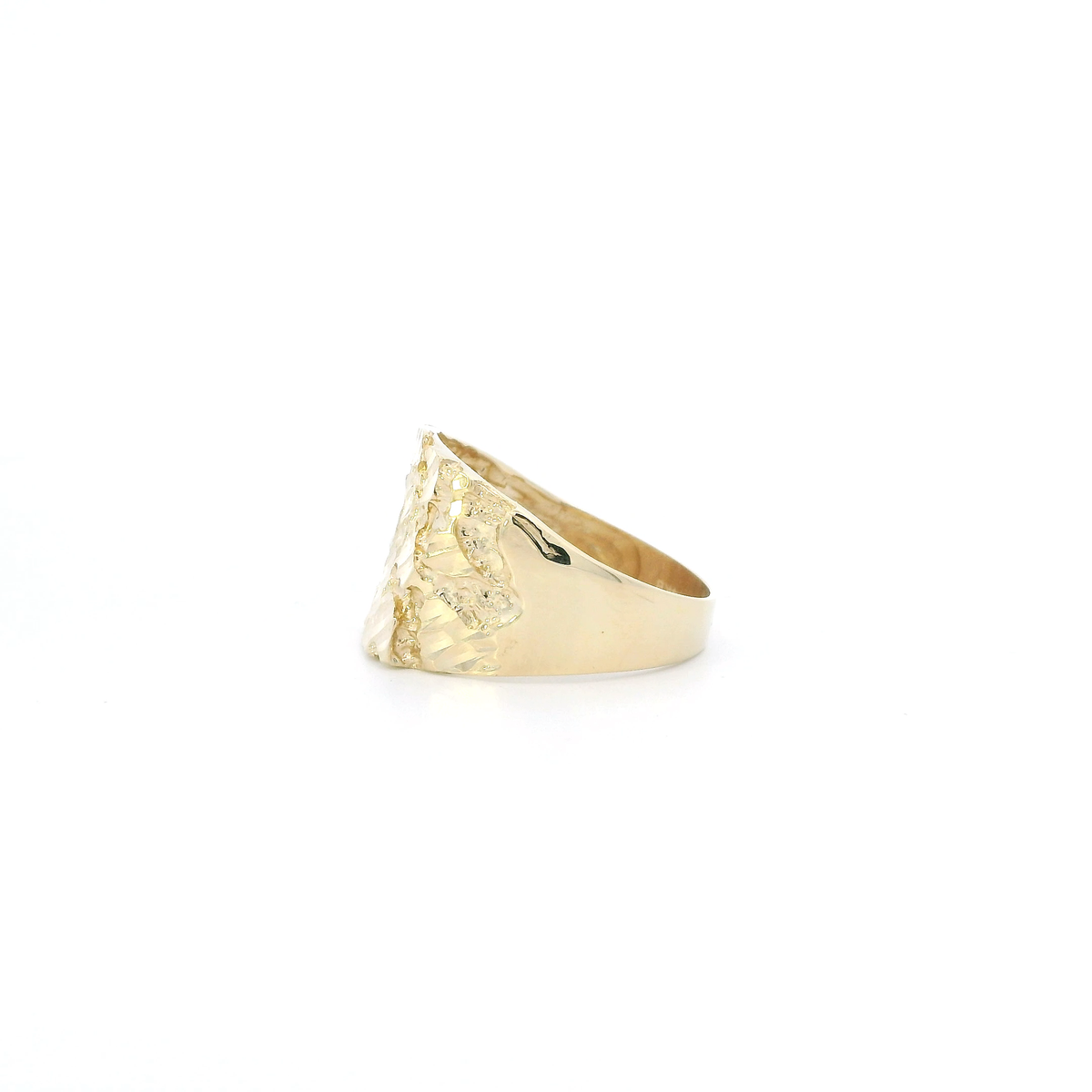 14K Yellow Gold Nugget Mens Ring