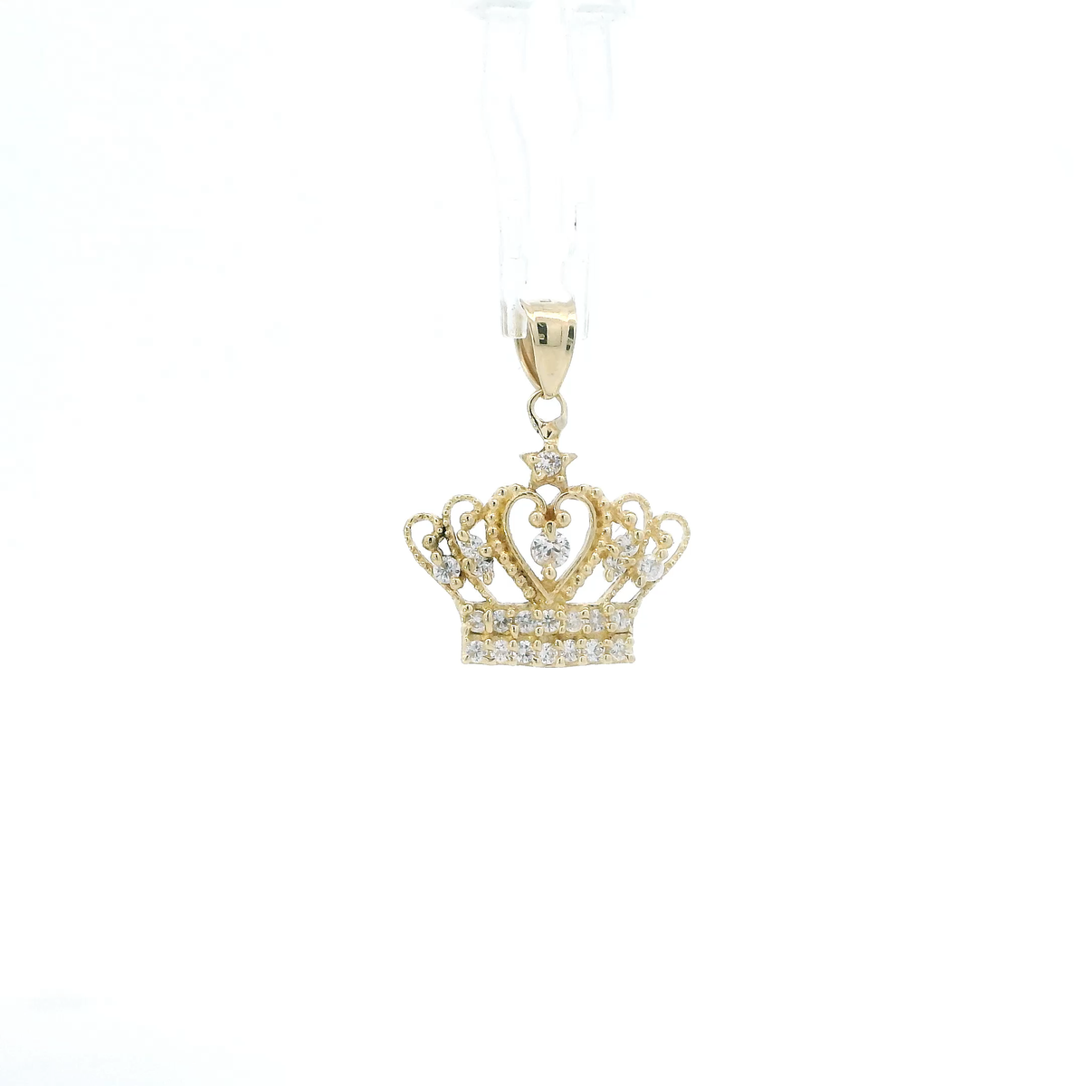 10K Yellow Gold Cz Crown Pendant
