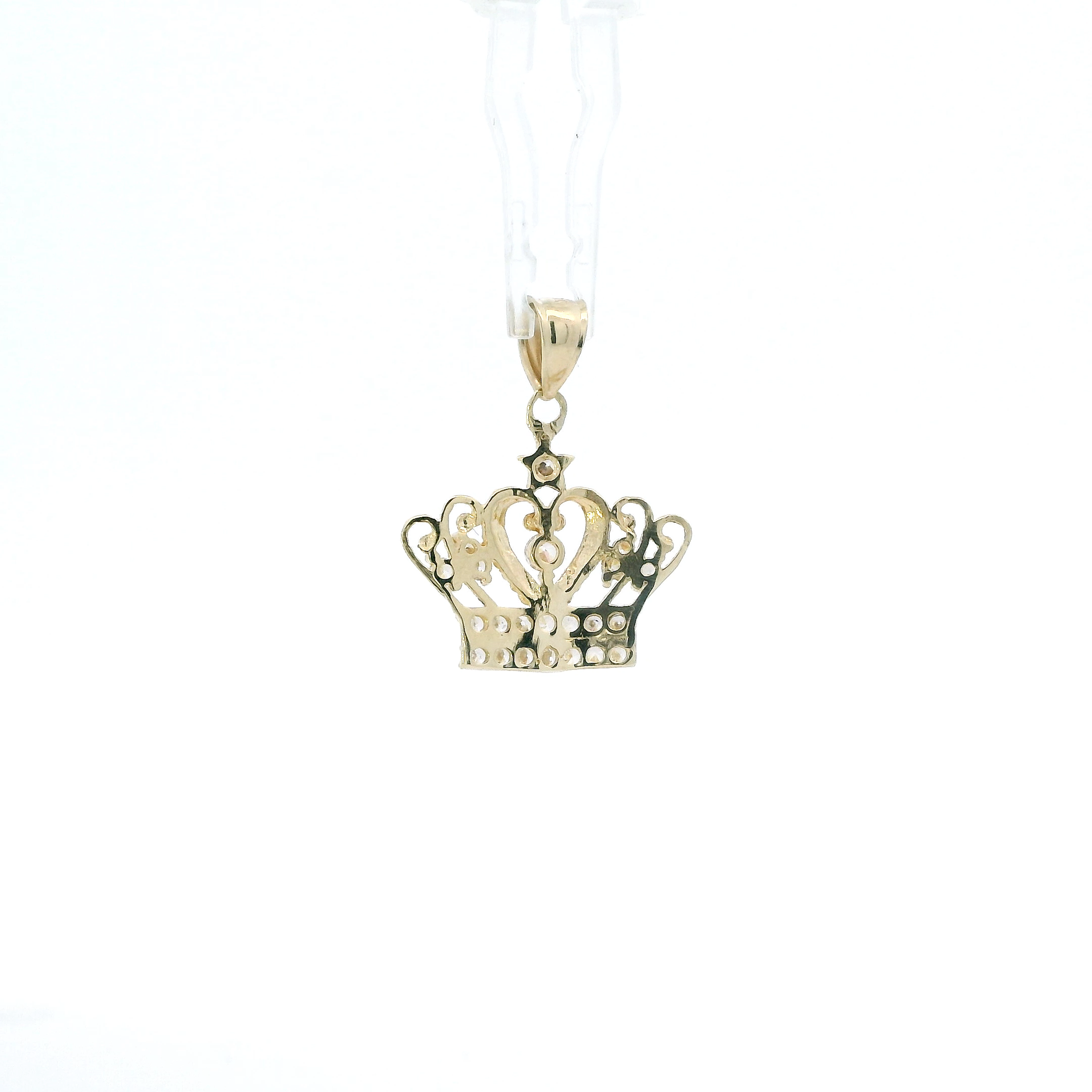 10K Yellow Gold Cz Crown Pendant
