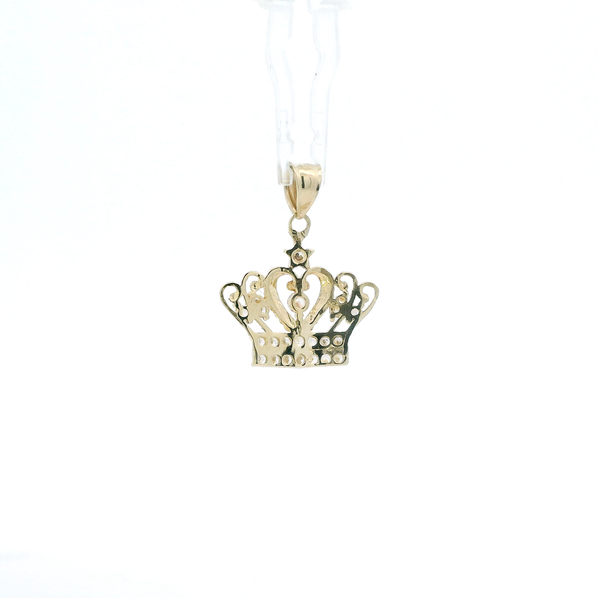 10K Yellow Gold Cz Crown Pendant