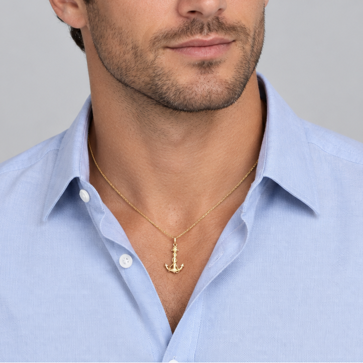 14K Yellow Gold Anchor Pendant
