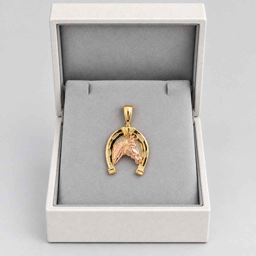 14K Yellow & Rose Gold Horseshoe Pendant