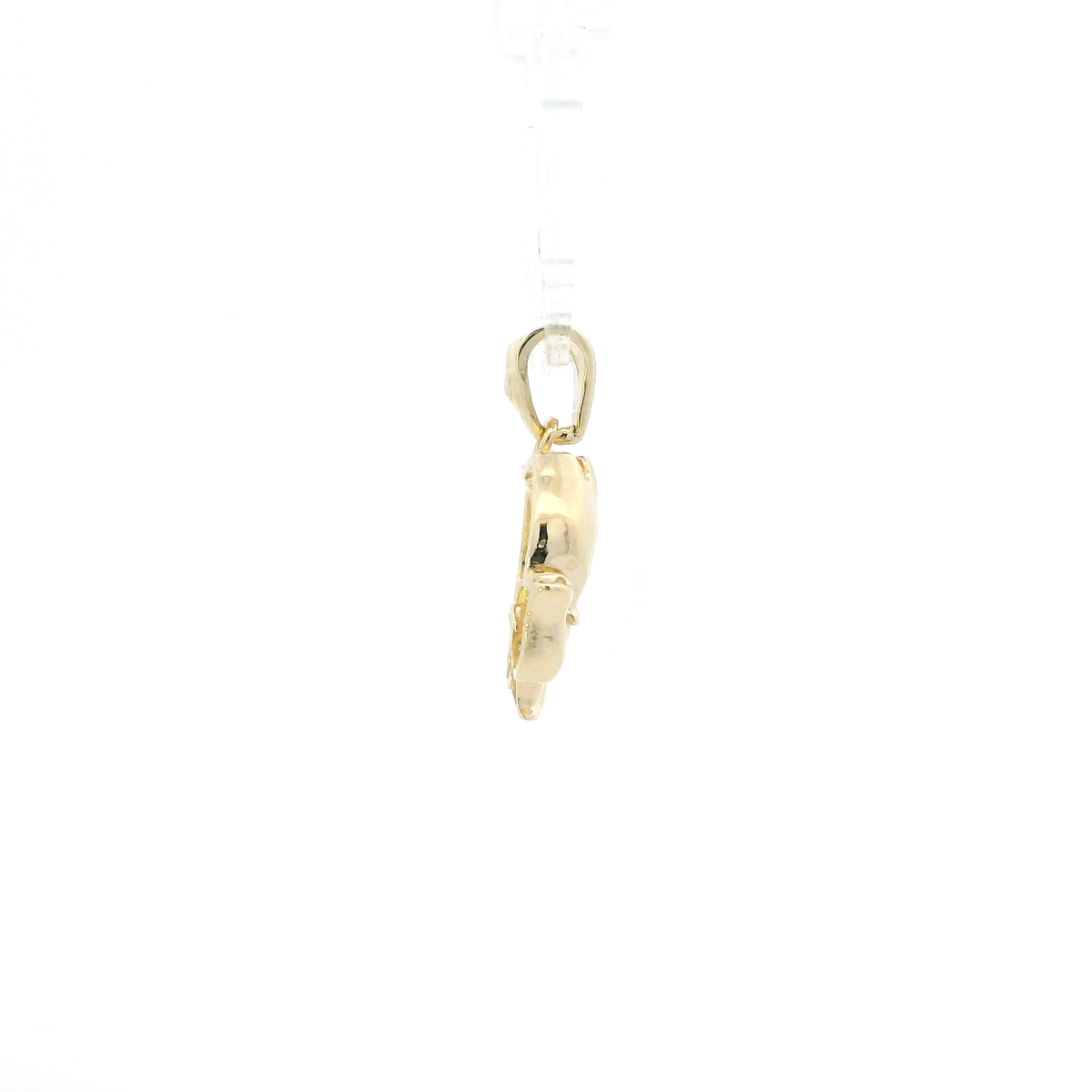 10K Tri Color Gold Ruby & Cz Elephant Pendant