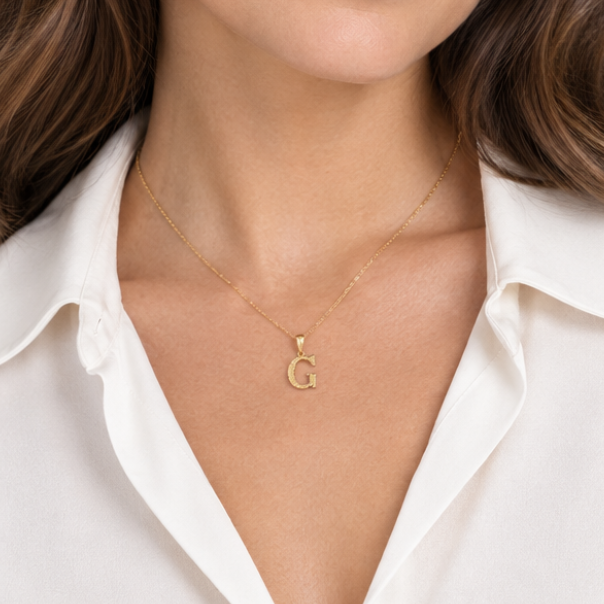 10K Yellow Gold Diamond Cut Letter "G" Pendant
