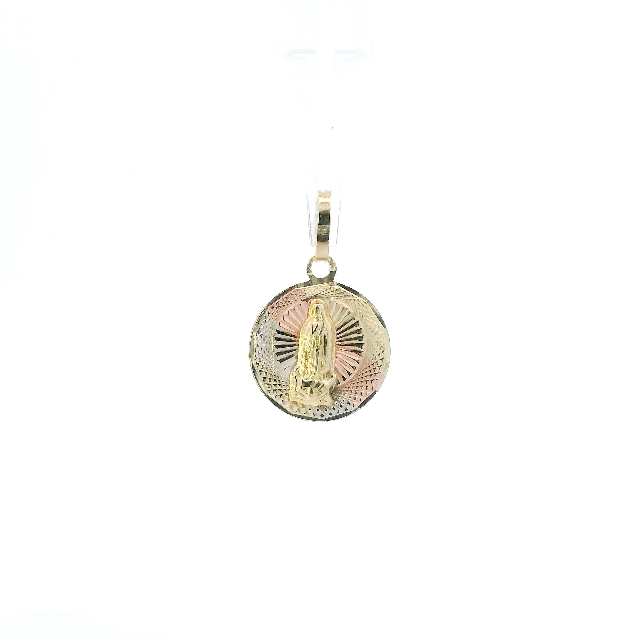 14K Tri Color Gold Diamond Cut Religious Pendant