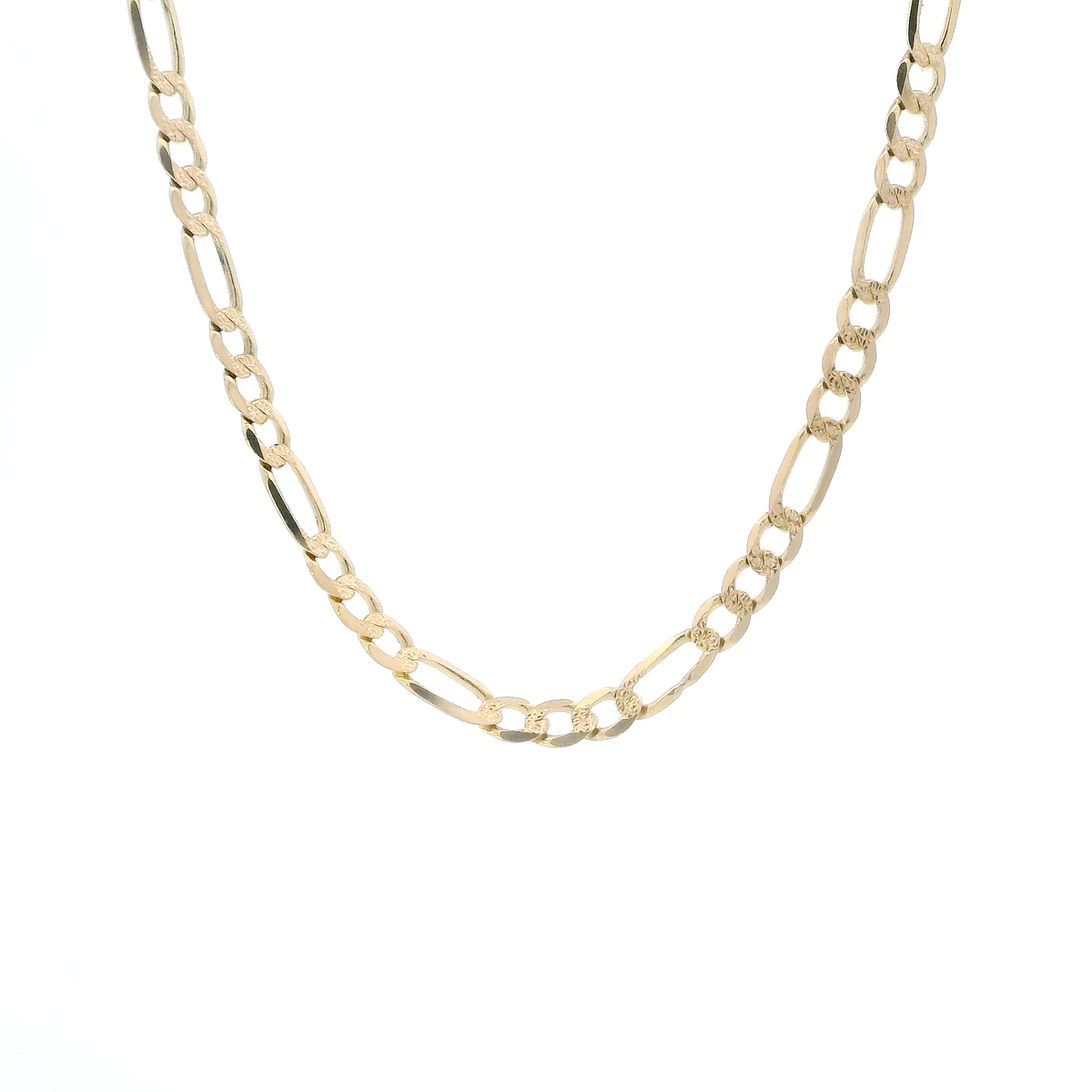 14K Yellow Gold 22" Diamond Cut Figaro Chain