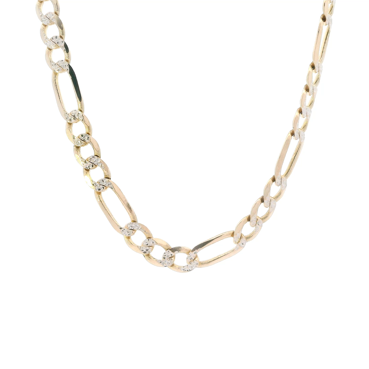 14K Yellow Gold 26" Diamond Cut Figaro Chain