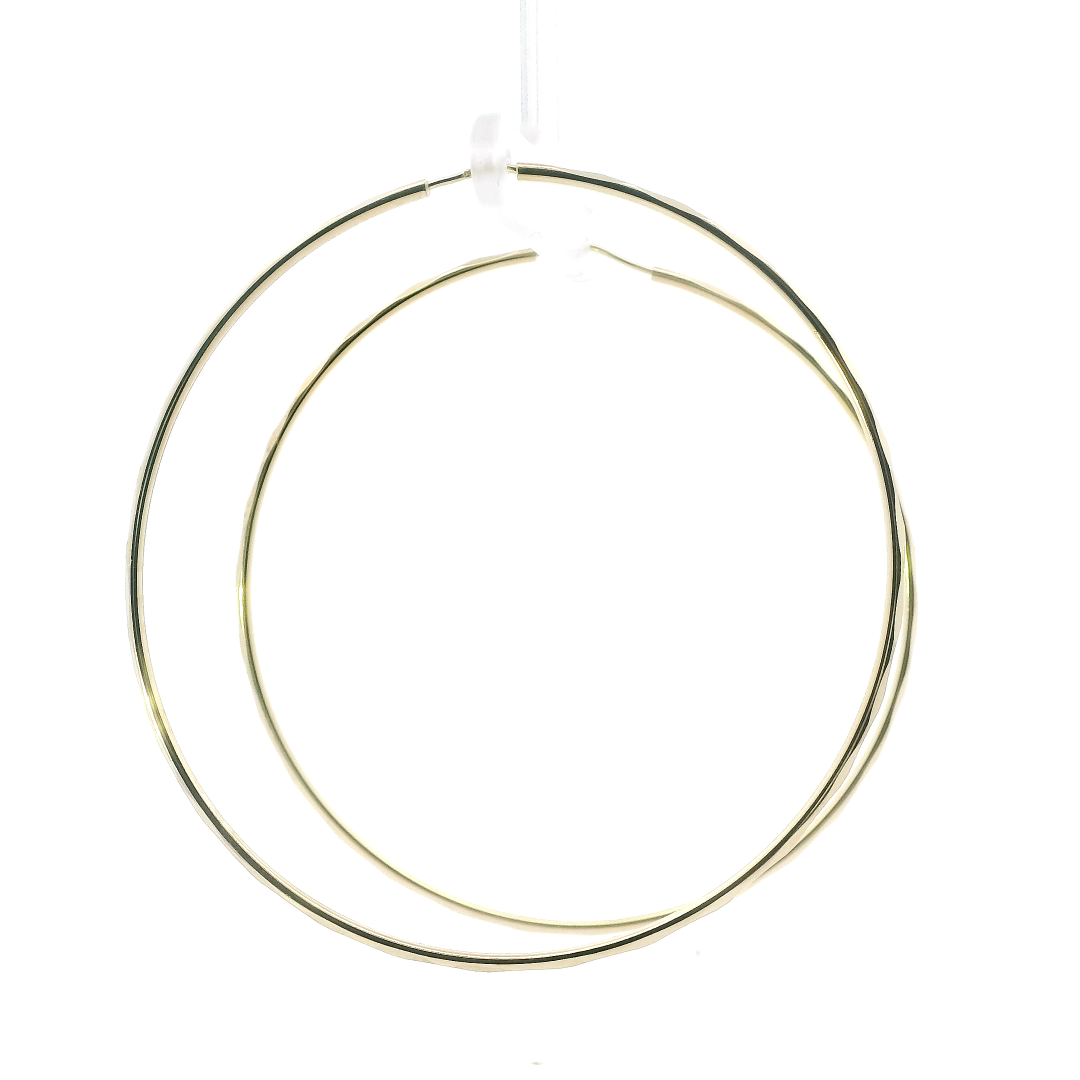 14K Yellow Gold Diamond Cut Hoop Earrings