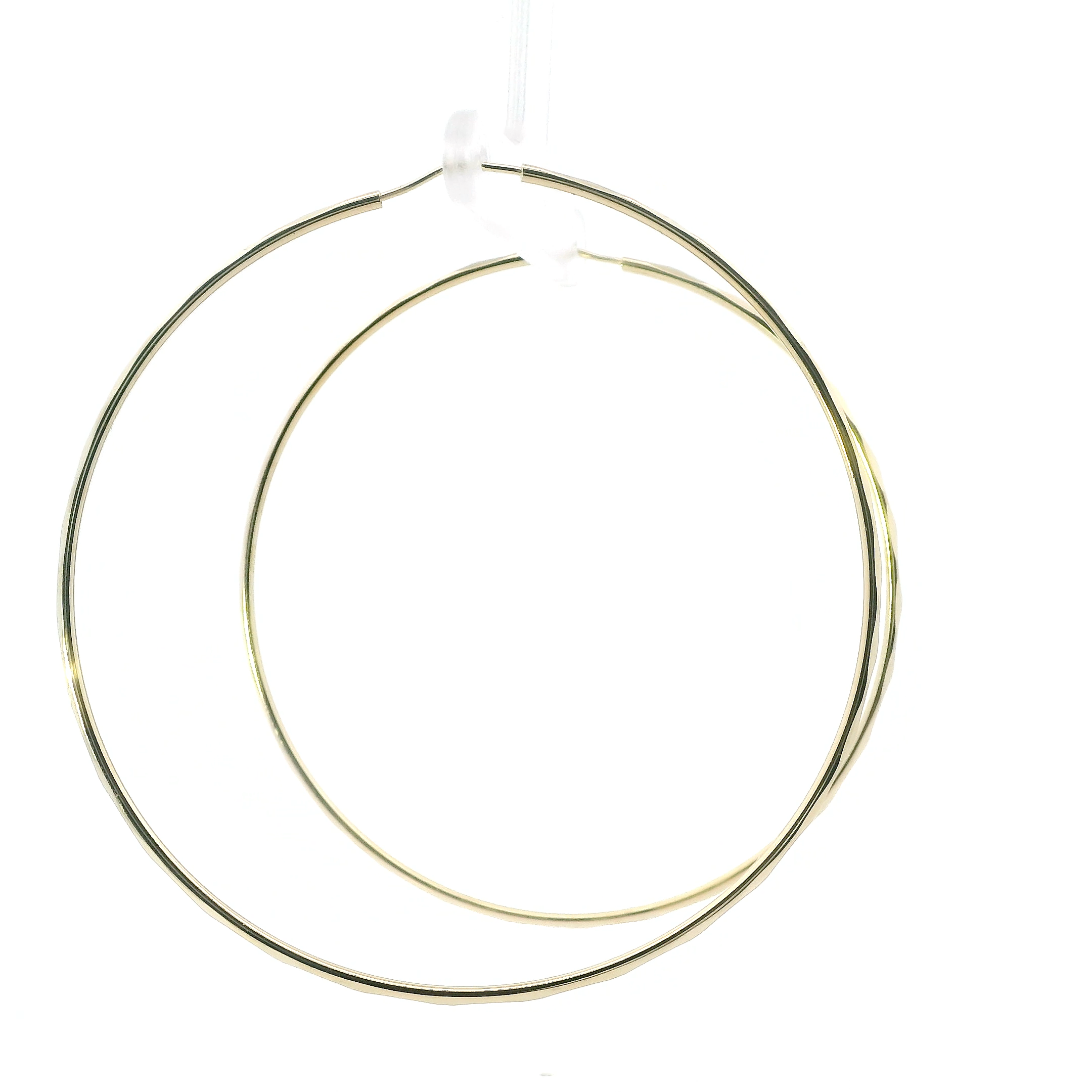 14K Yellow Gold Diamond Cut Hoop Earrings