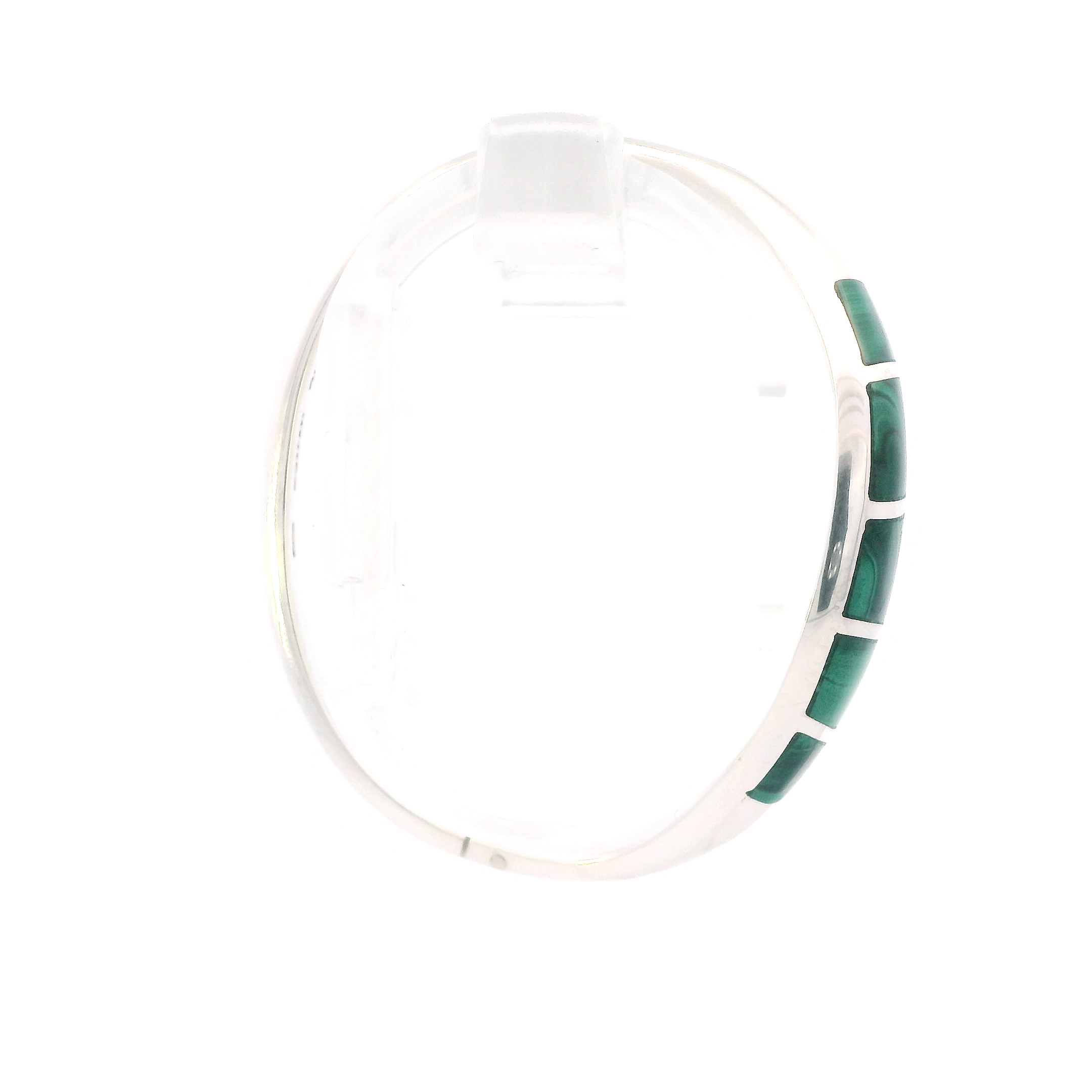 Silver Taxco Vintage Hinged Malachite Bangle Bracelet