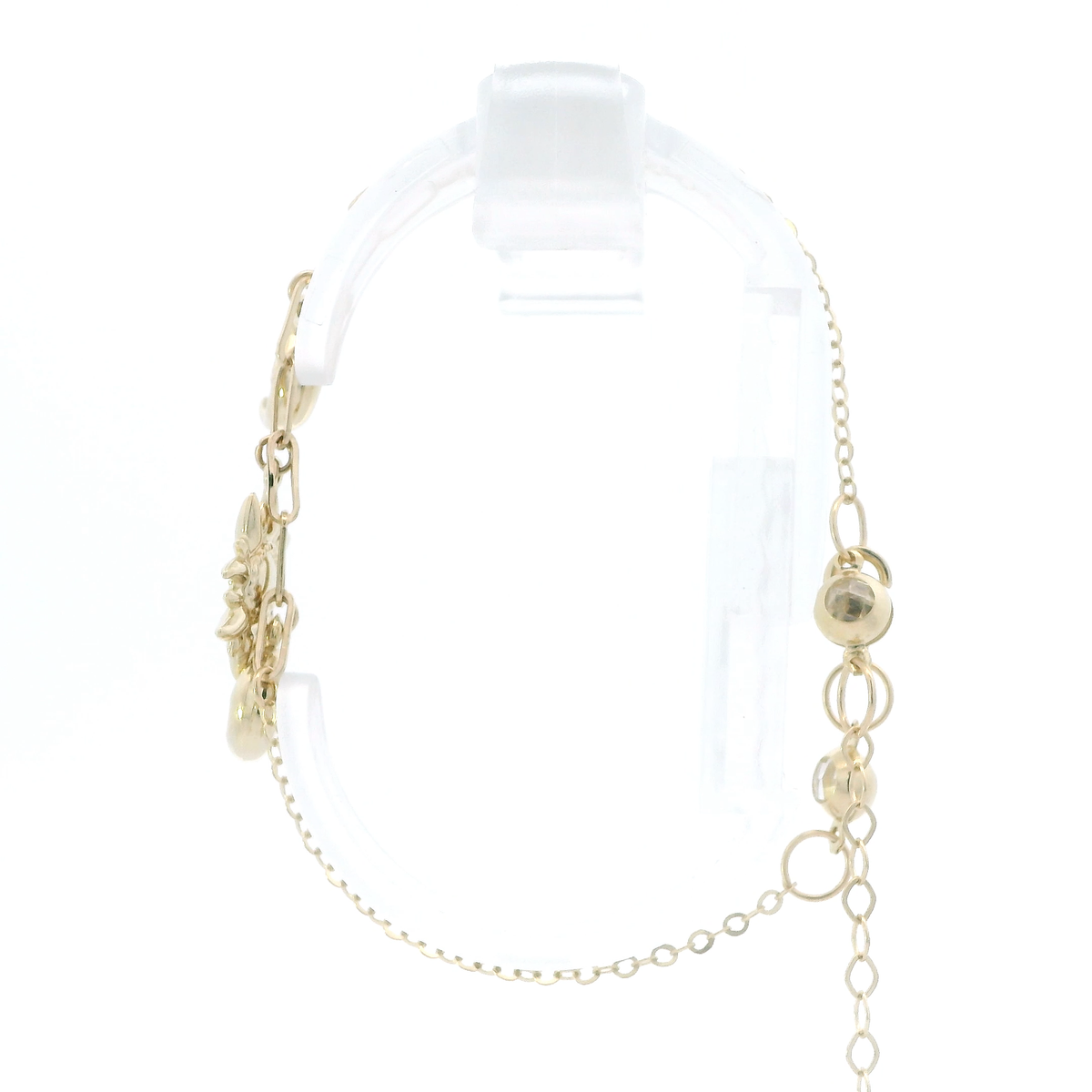 14K Yellow 8.5" Cz Moon & Sun Cable Link Bracelet