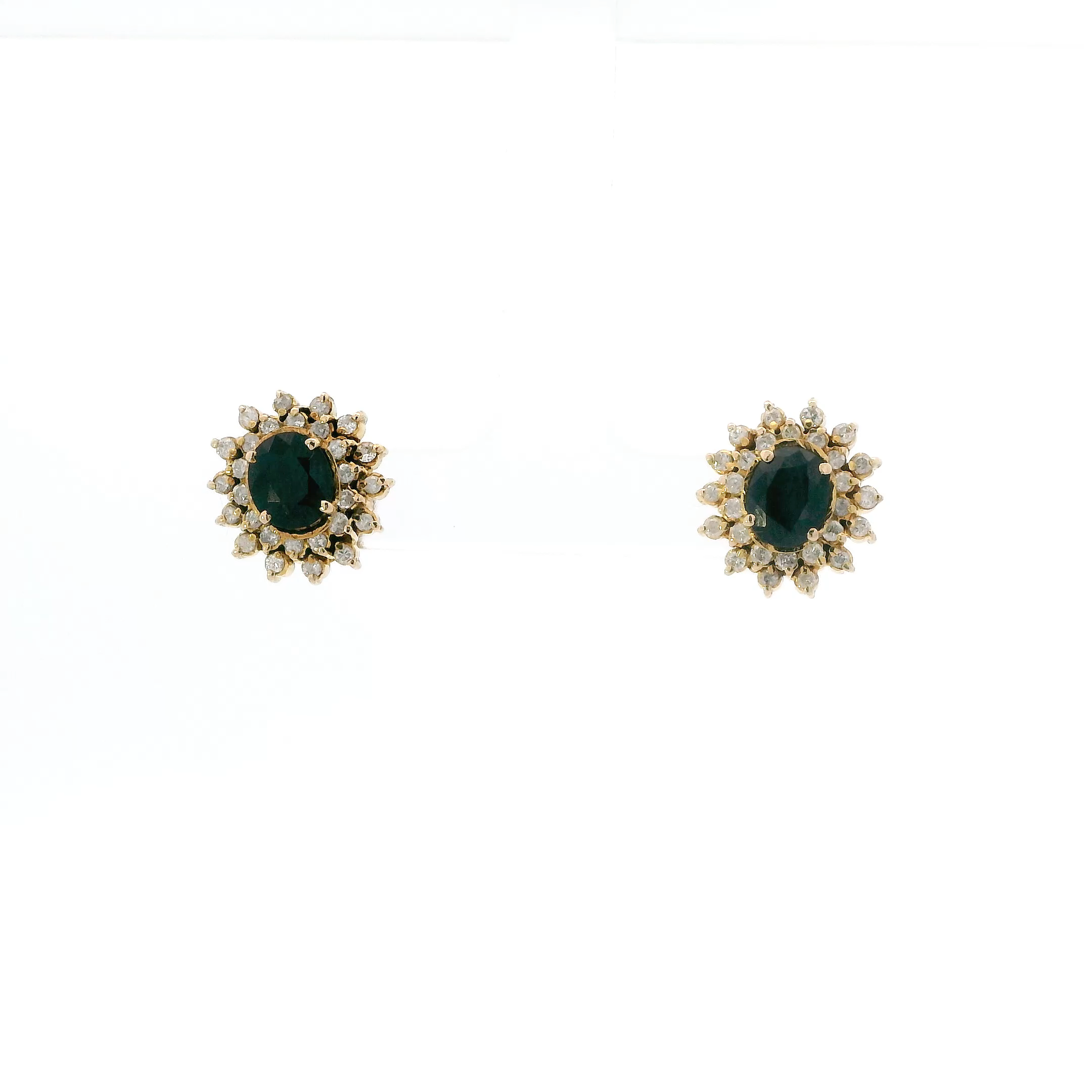 14K Yellow Gold Sapphire & Diamond Womens Earrings - 0.46ct