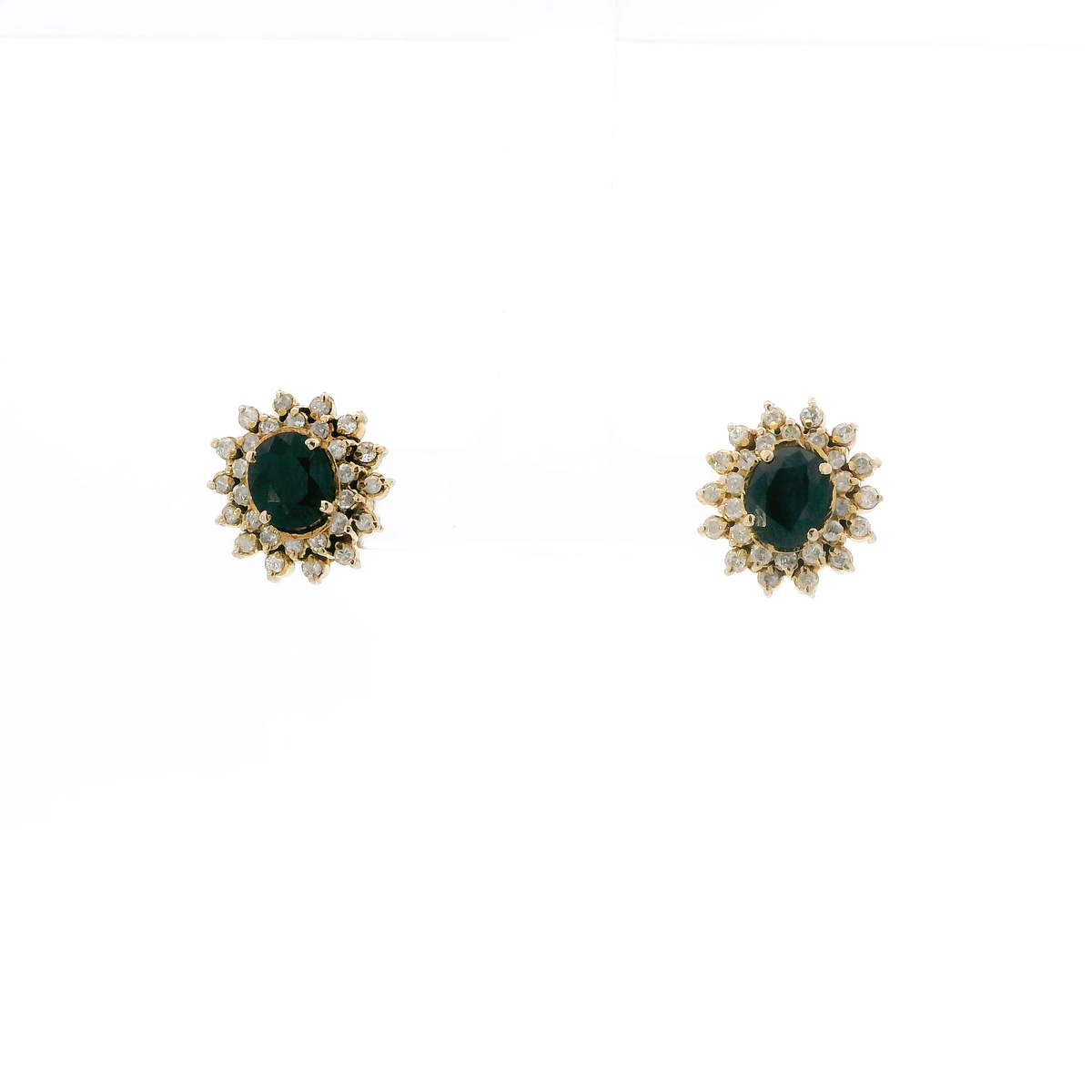 14K Yellow Gold Sapphire & Diamond Womens Earrings - 0.46ct