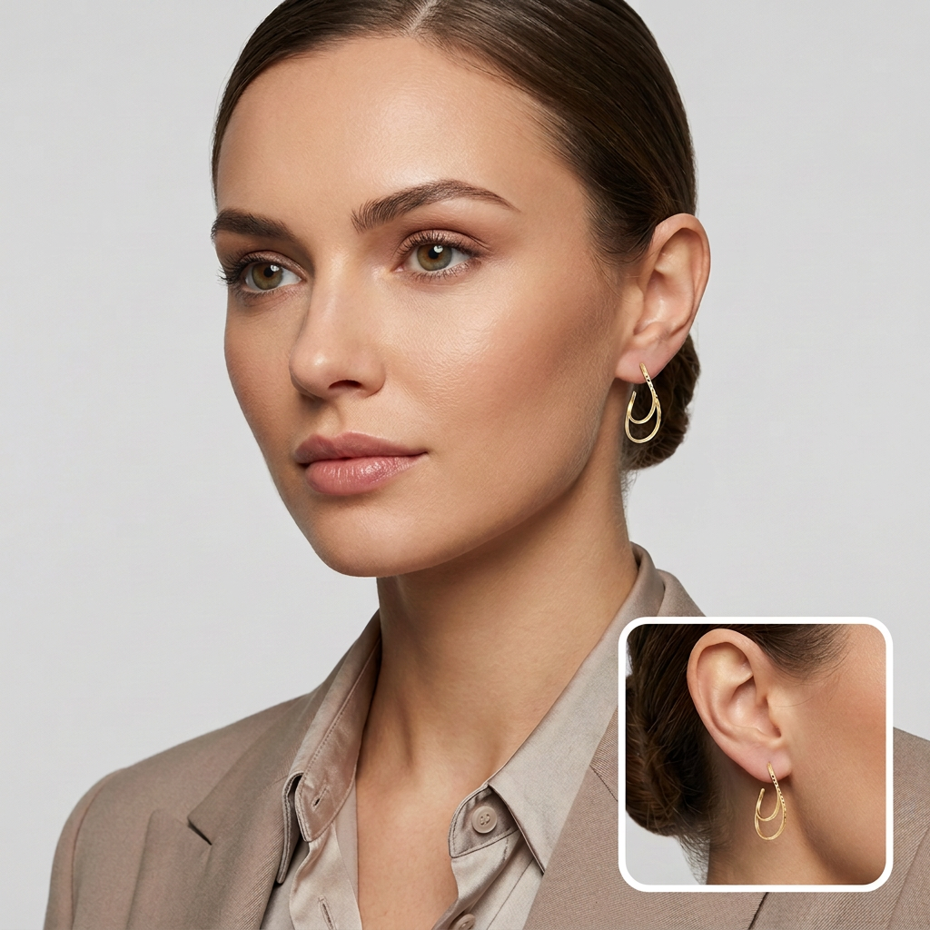 10K Yellow Gold Diamond Cut Wavy Hoop Earrings