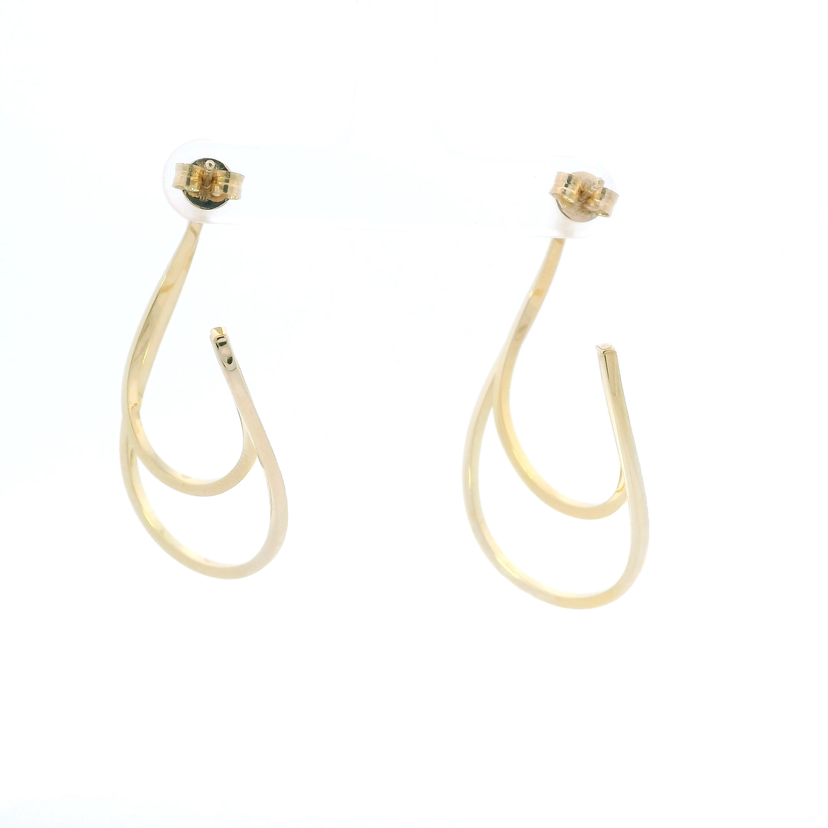 10K Yellow Gold Diamond Cut Wavy Hoop Earrings