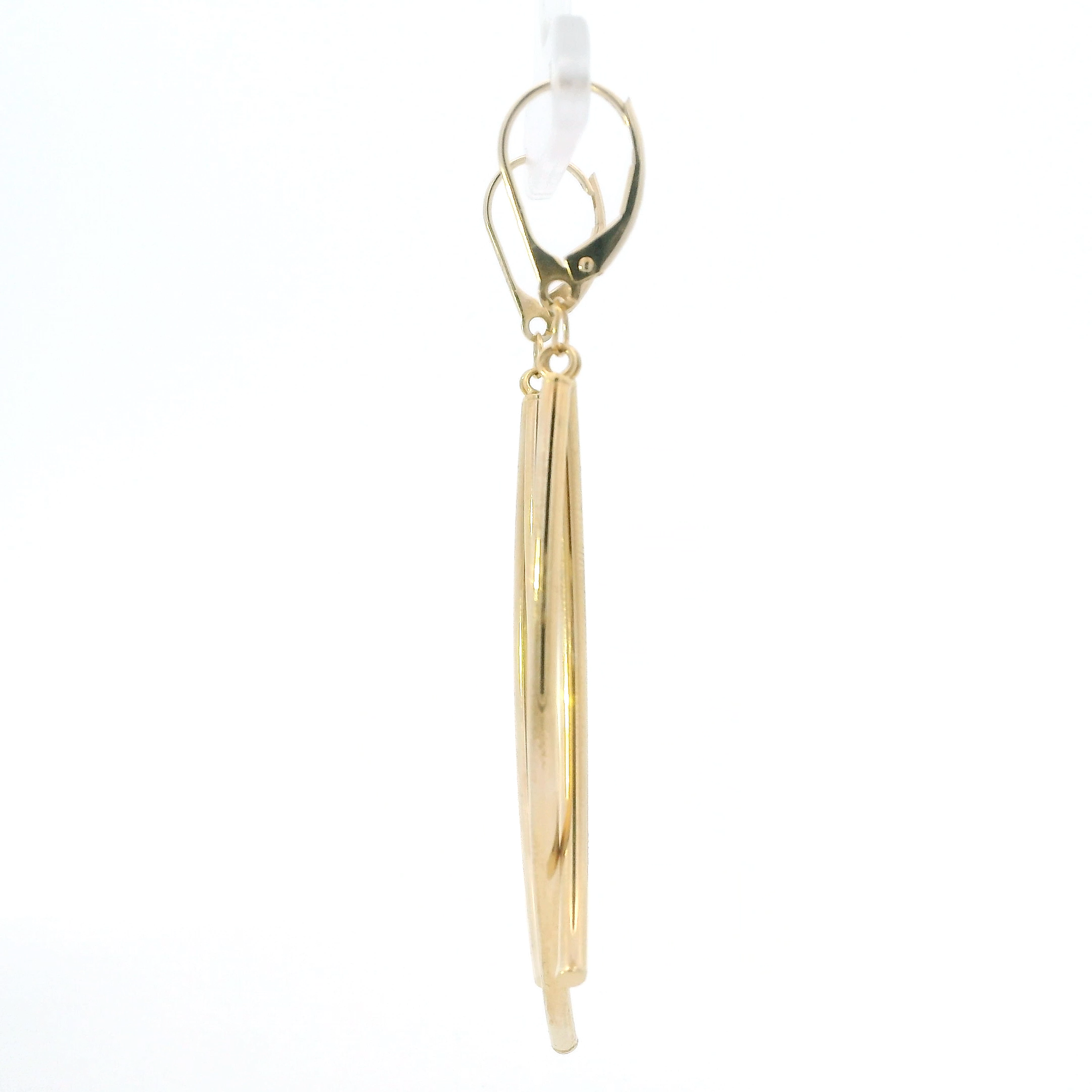 14K Yellow Gold Curved Bar Dangle Earrings