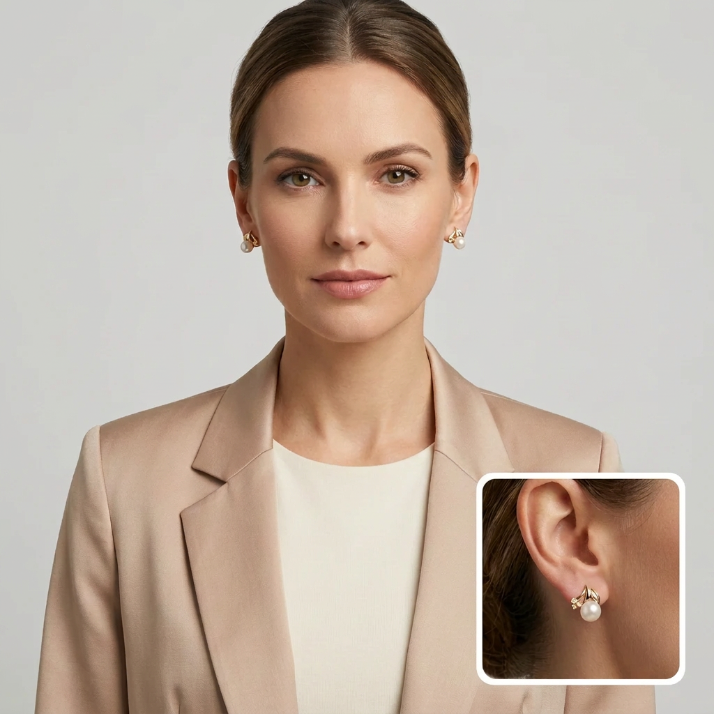 14K Yellow Gold Pearl Stud Earrings