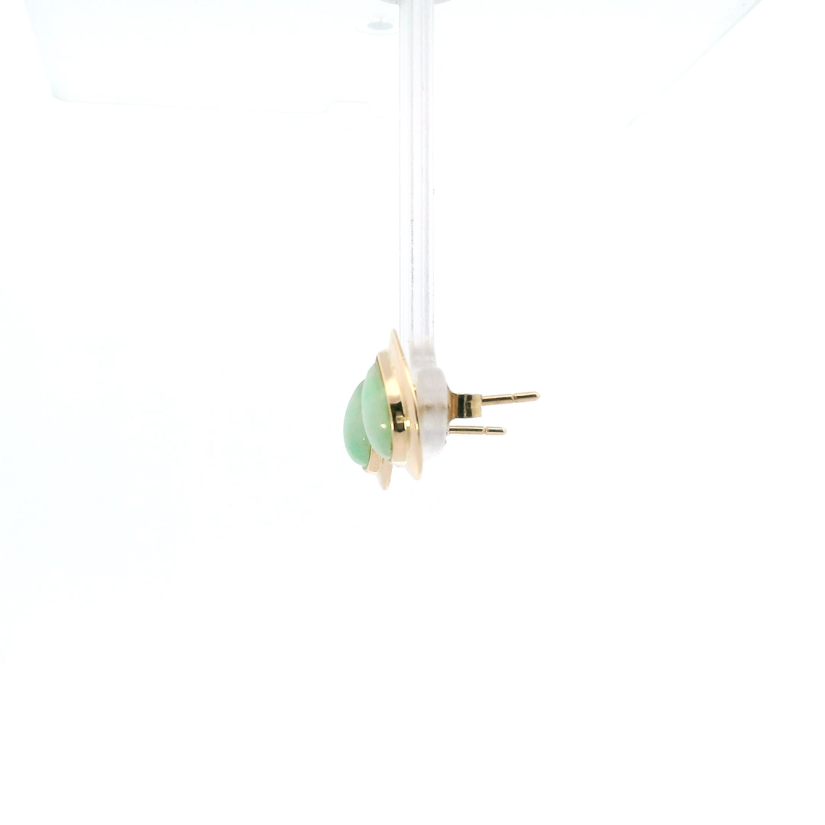 14K Yellow Gold Teardrop Jade Stud Earrings