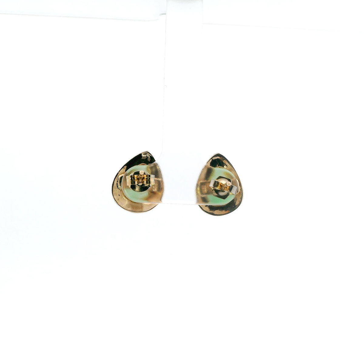 14K Yellow Gold Teardrop Jade Stud Earrings