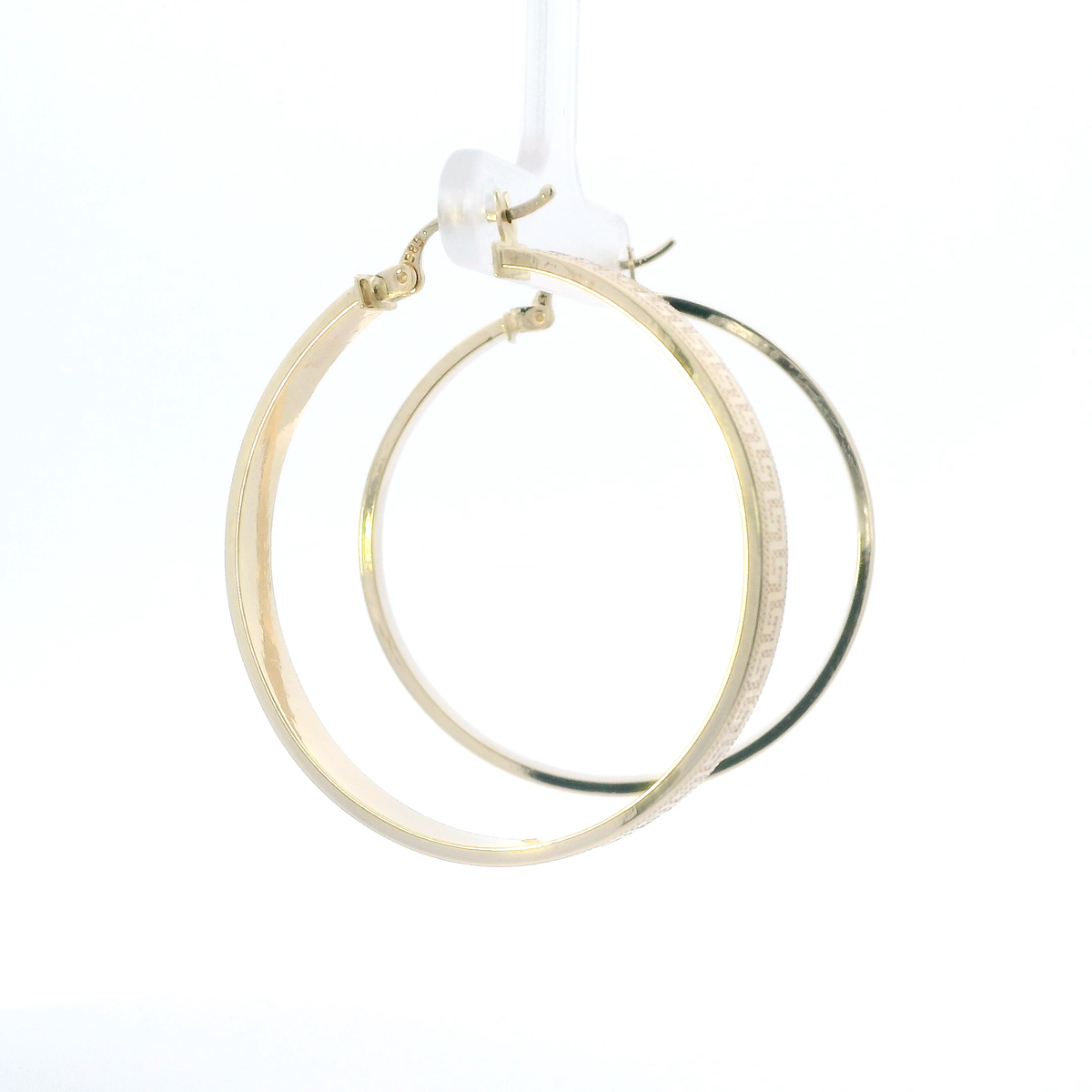 14K Yellow Gold Greek Design Hoop Earrings