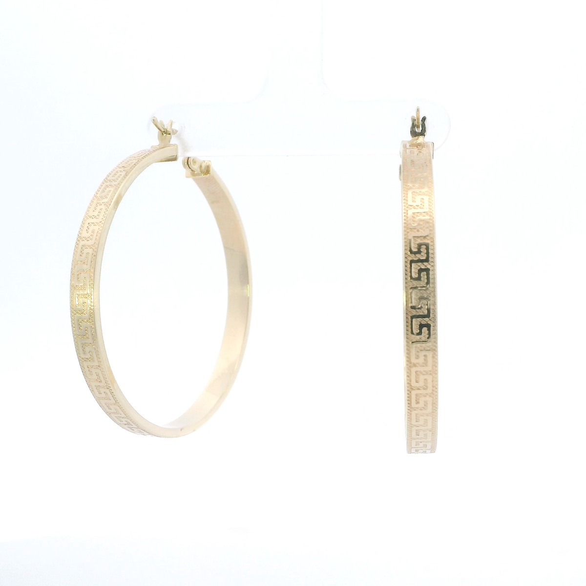 14K Yellow Gold Greek Design Hoop Earrings