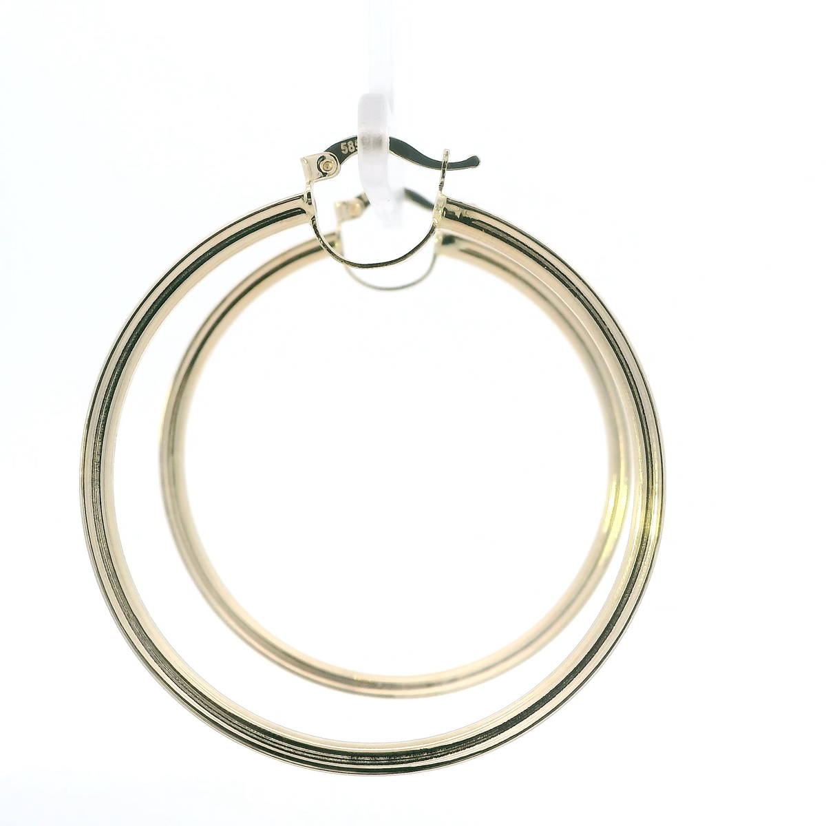 14K Yellow Gold Cz Baguette Hoop Earrings