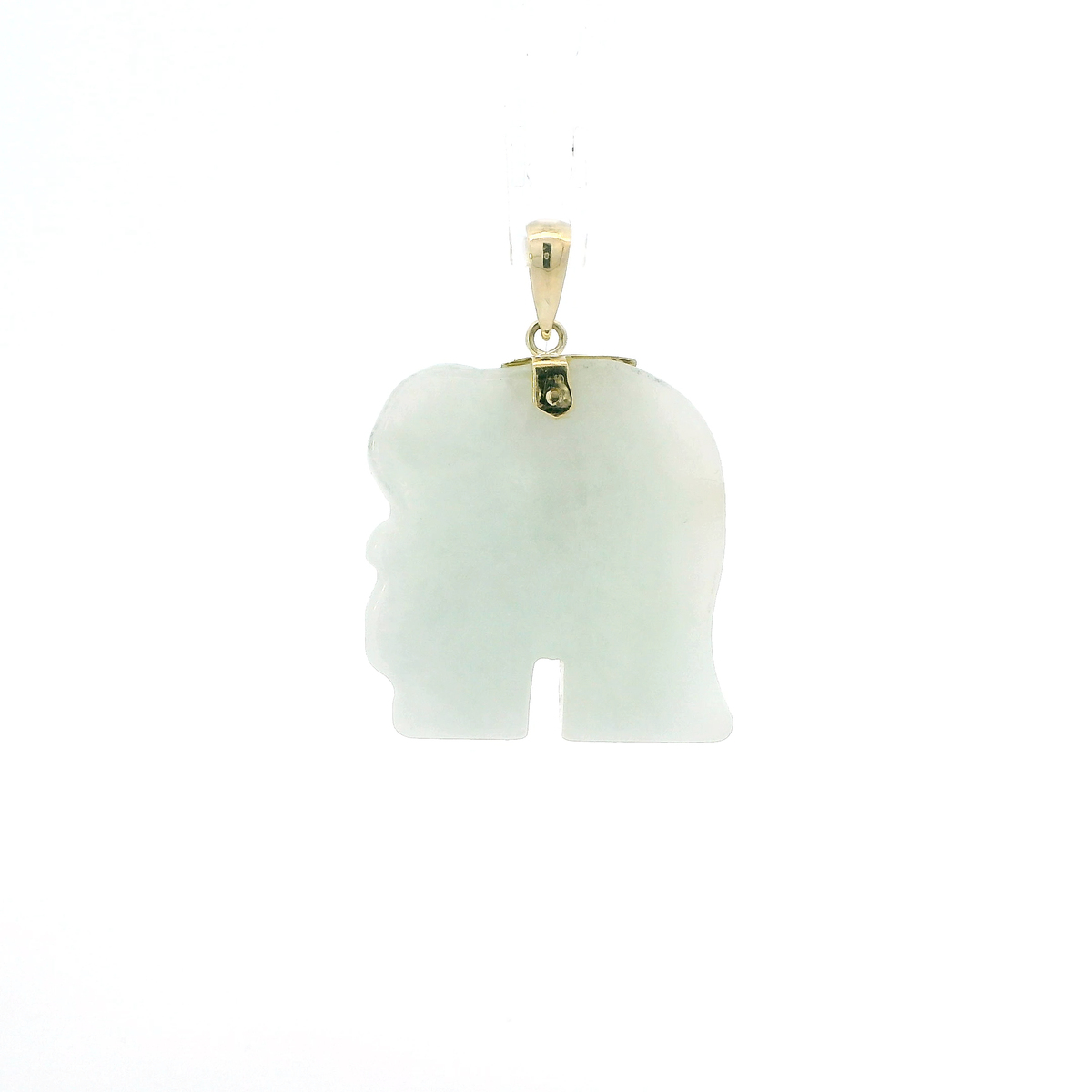 14K Yellow Gold Jade Elephant Pendant