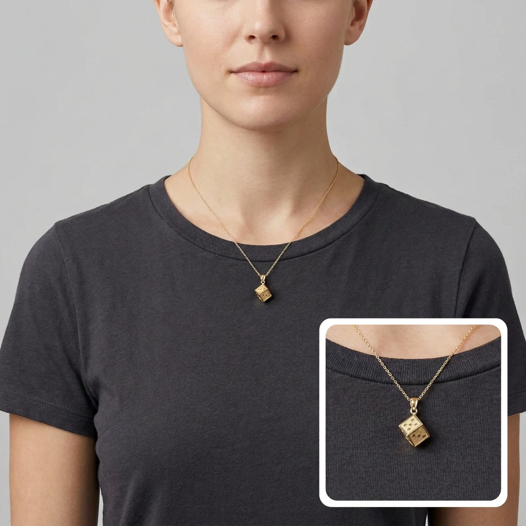 10K Yellow Gold Dice Pendant