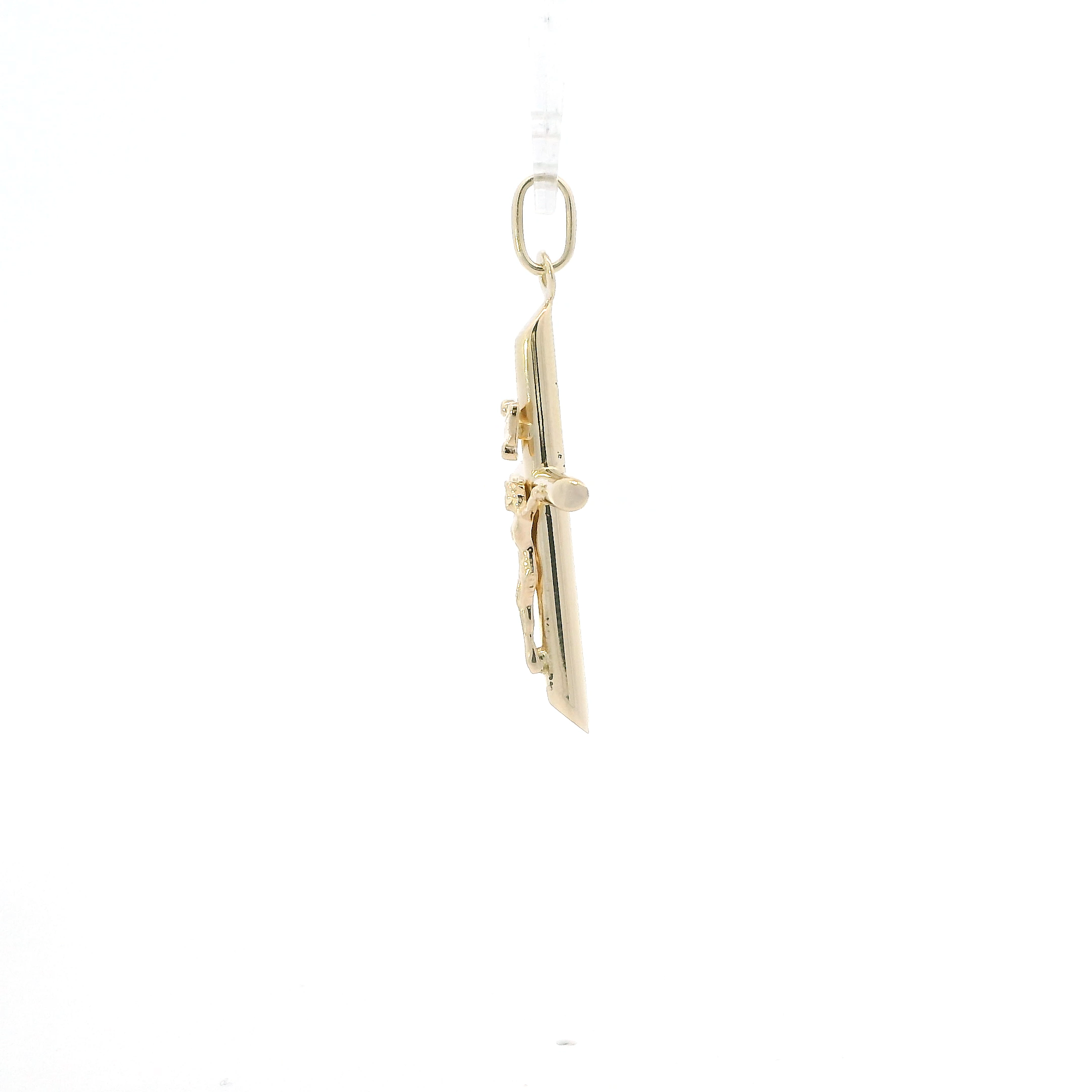 14K Yellow Gold Tube Crucifix Pendant