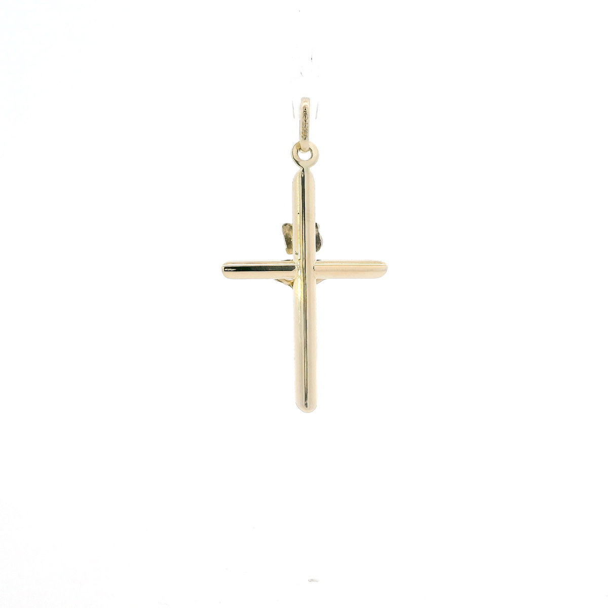 14K Yellow Gold Tube Crucifix Pendant