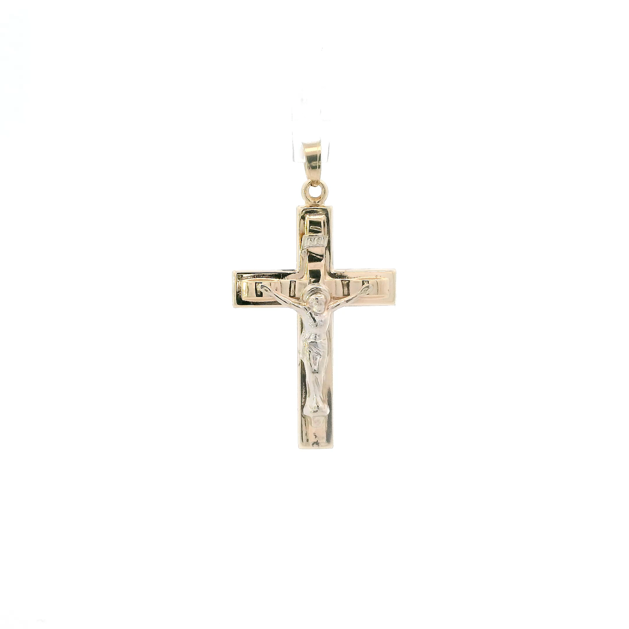 Colgante Crucifijo Oro Amarillo y Blanco 14K