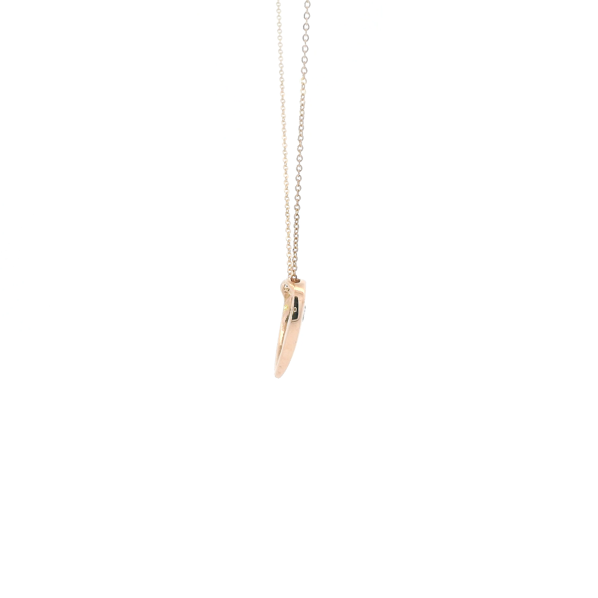 10K Rose & White Gold 16-18" Cable Chain & Diamond Heart Pendant