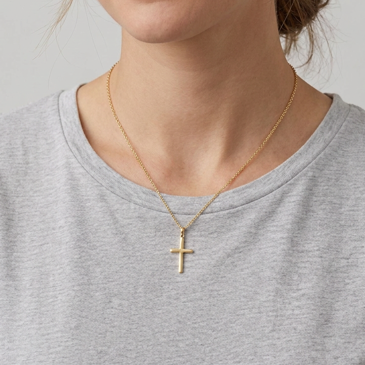 Colgante Cruz Plana Oro Amarillo 14K