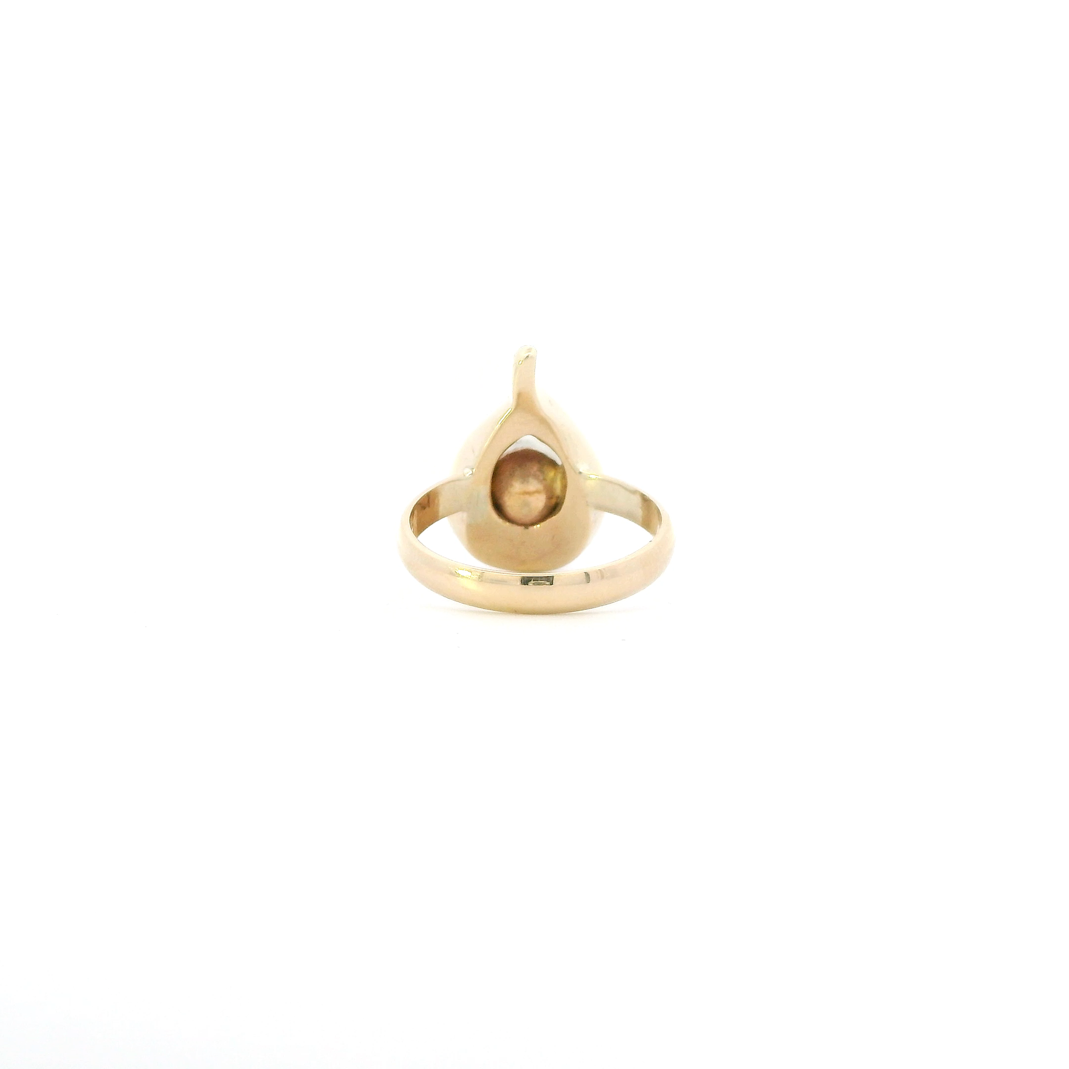 14K Yellow Gold Pearl & Diamond Womens Ring