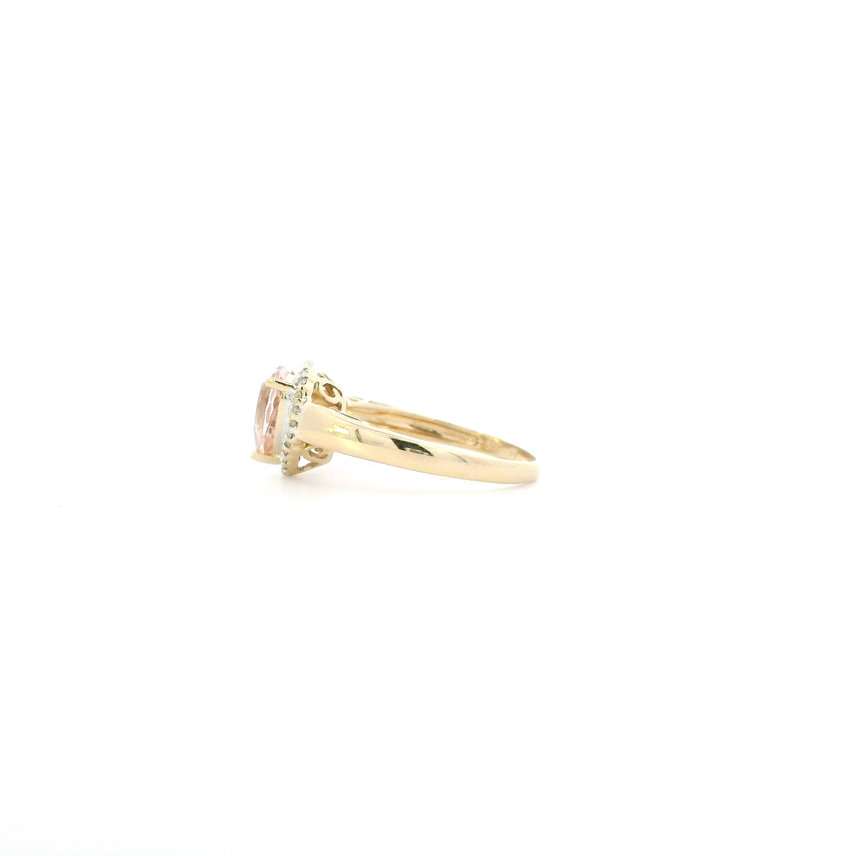 14K Yellow Gold Heart Morganite & Diamond Womens Ring