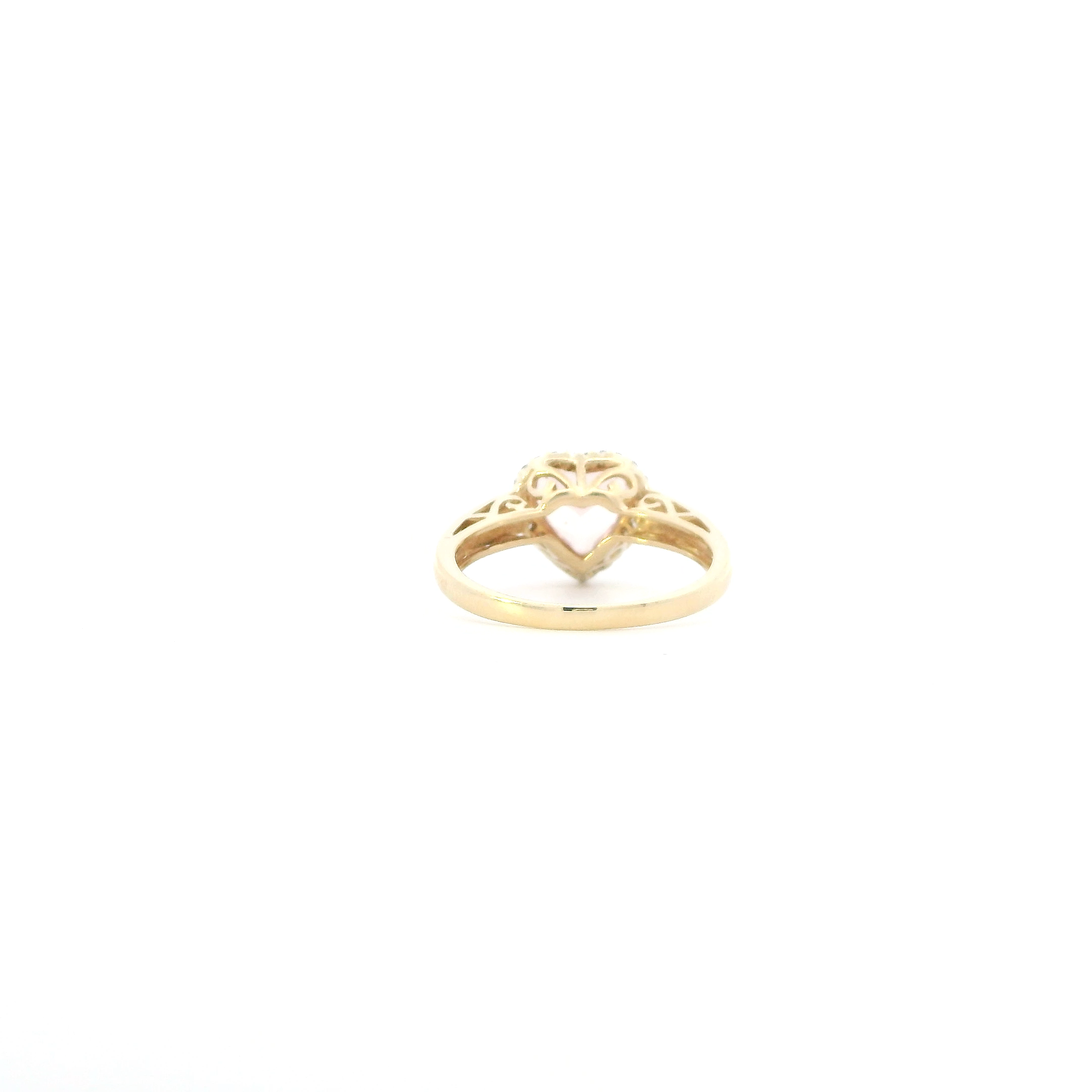 14K Yellow Gold Heart Morganite & Diamond Womens Ring
