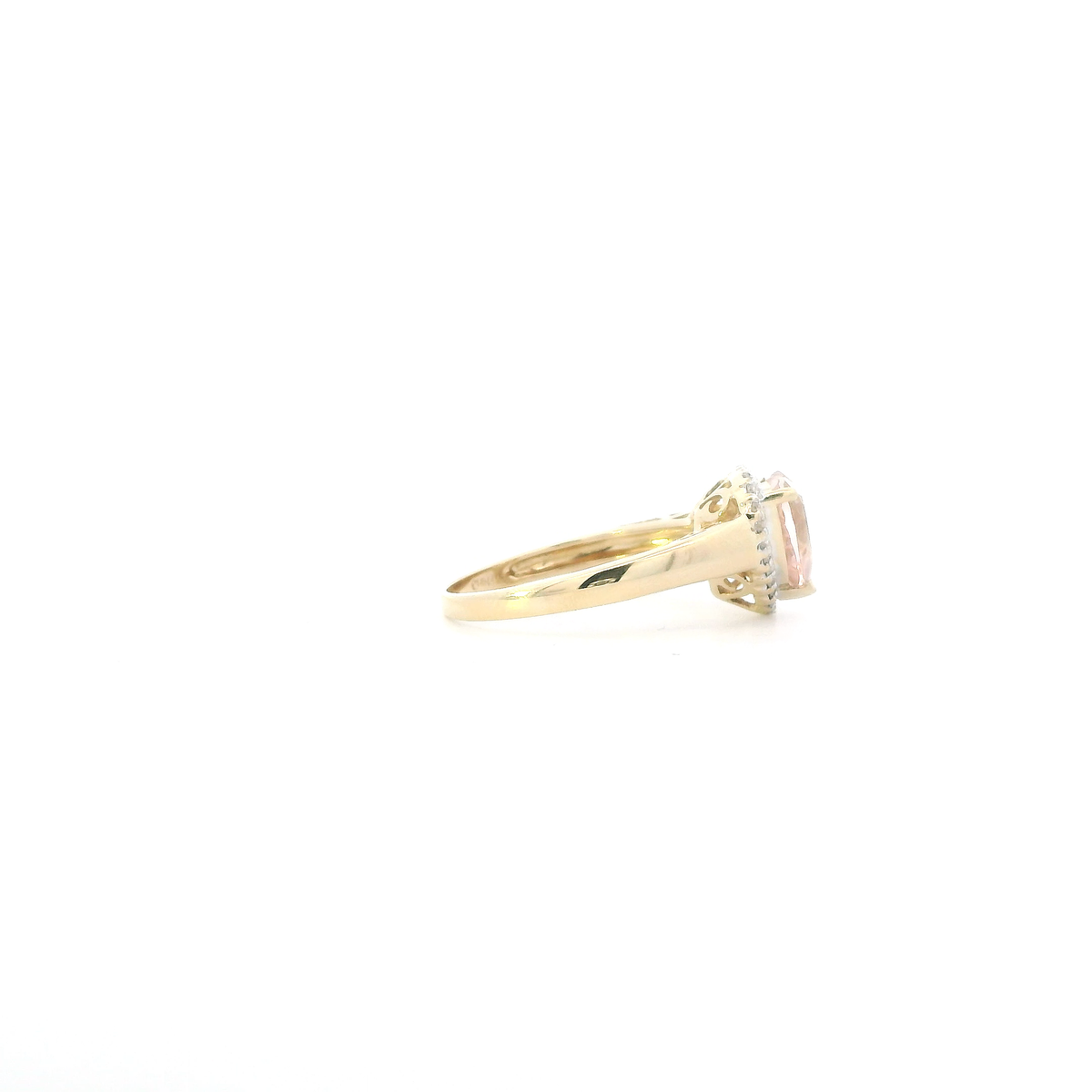 14K Yellow Gold Heart Morganite & Diamond Womens Ring