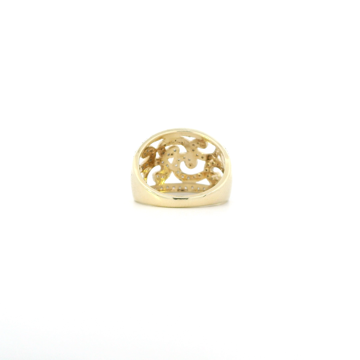 10K Yellow & White Gold Diamond Filigree Womens Ring
