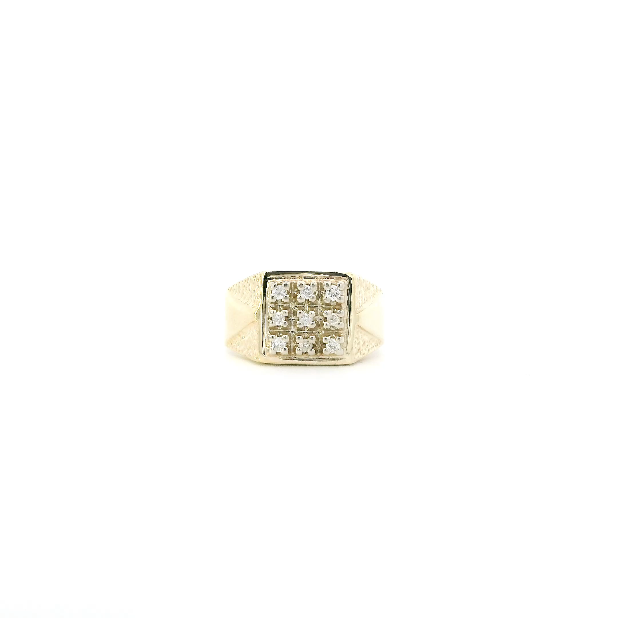 14K Yellow Gold Diamond Mens Ring - 0.19ct