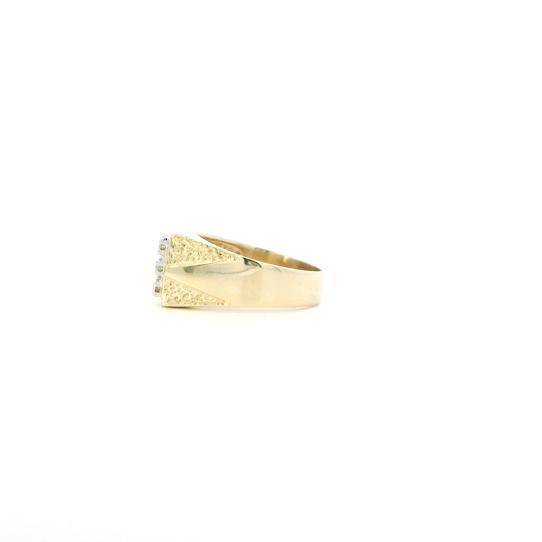14K Yellow Gold Diamond Mens Ring - 0.19ct