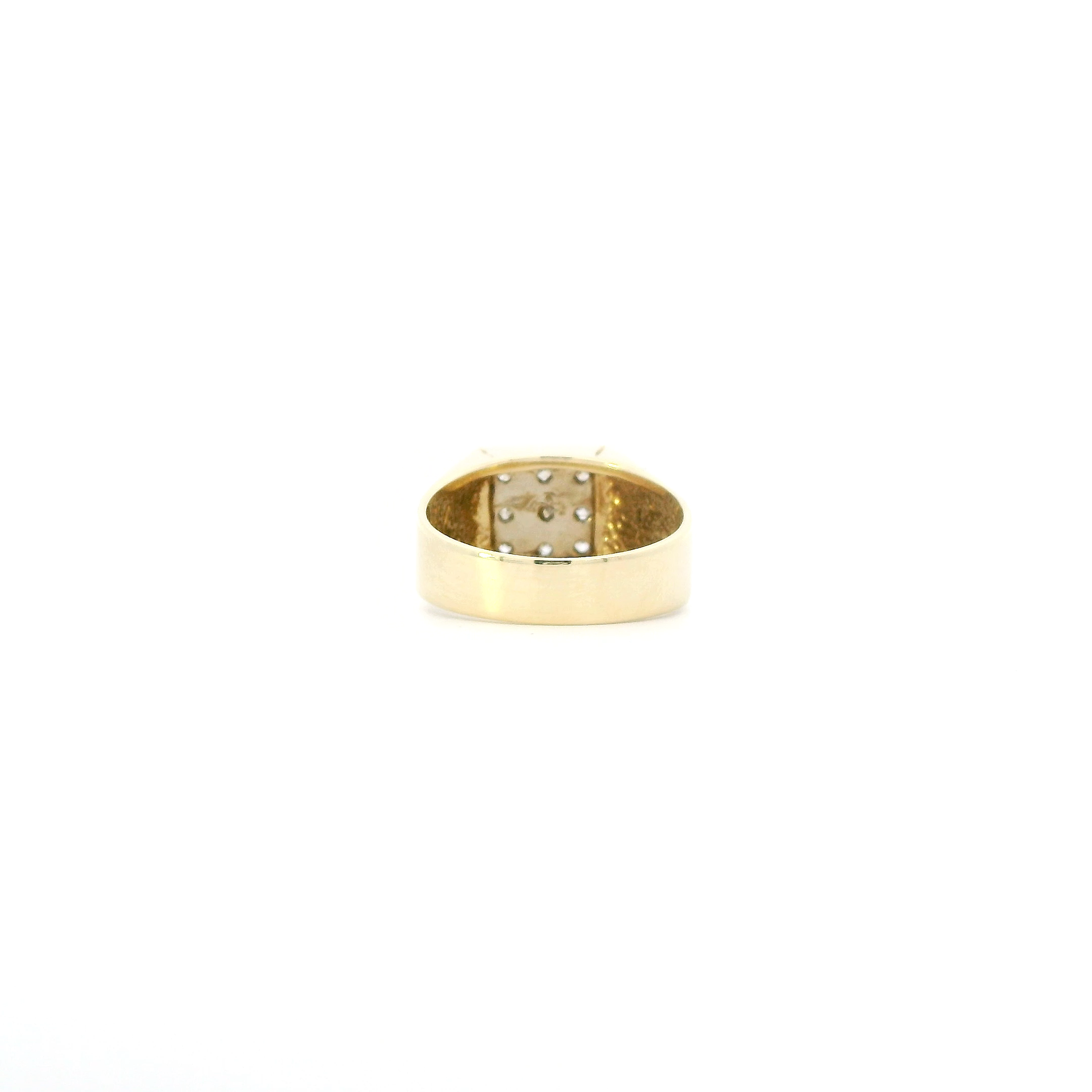 14K Yellow Gold Diamond Mens Ring - 0.19ct