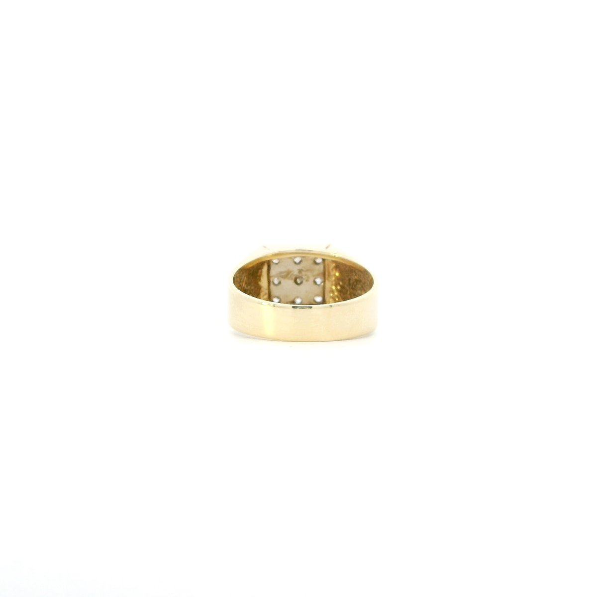 14K Yellow Gold Diamond Mens Ring - 0.19ct
