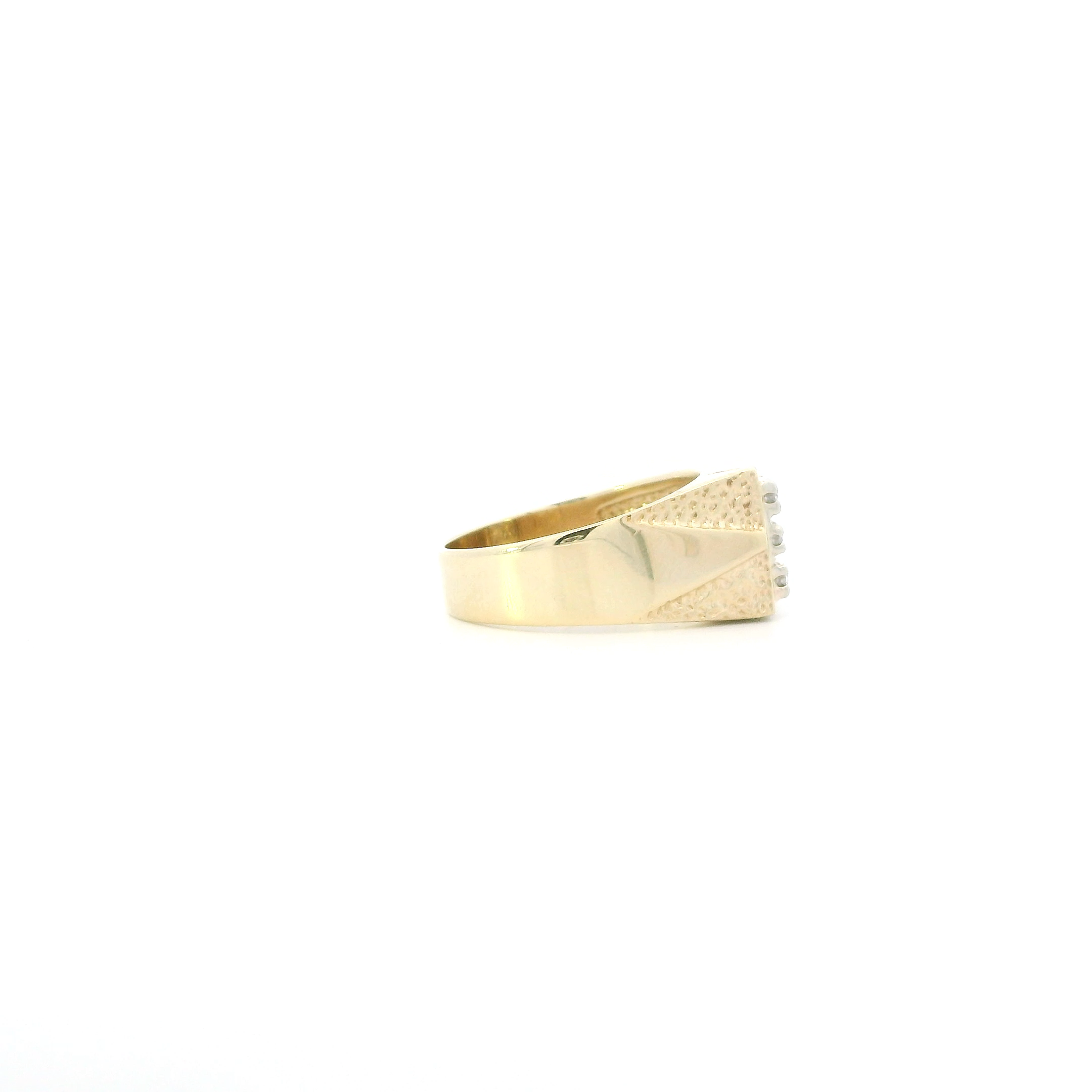 14K Yellow Gold Diamond Mens Ring - 0.19ct