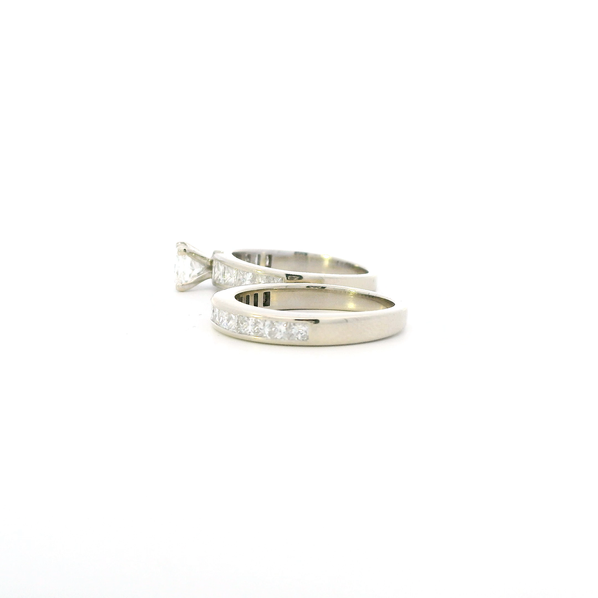 14K White Gold Diamond Womens Engagement & Wedding Ring Set - 2.41ct