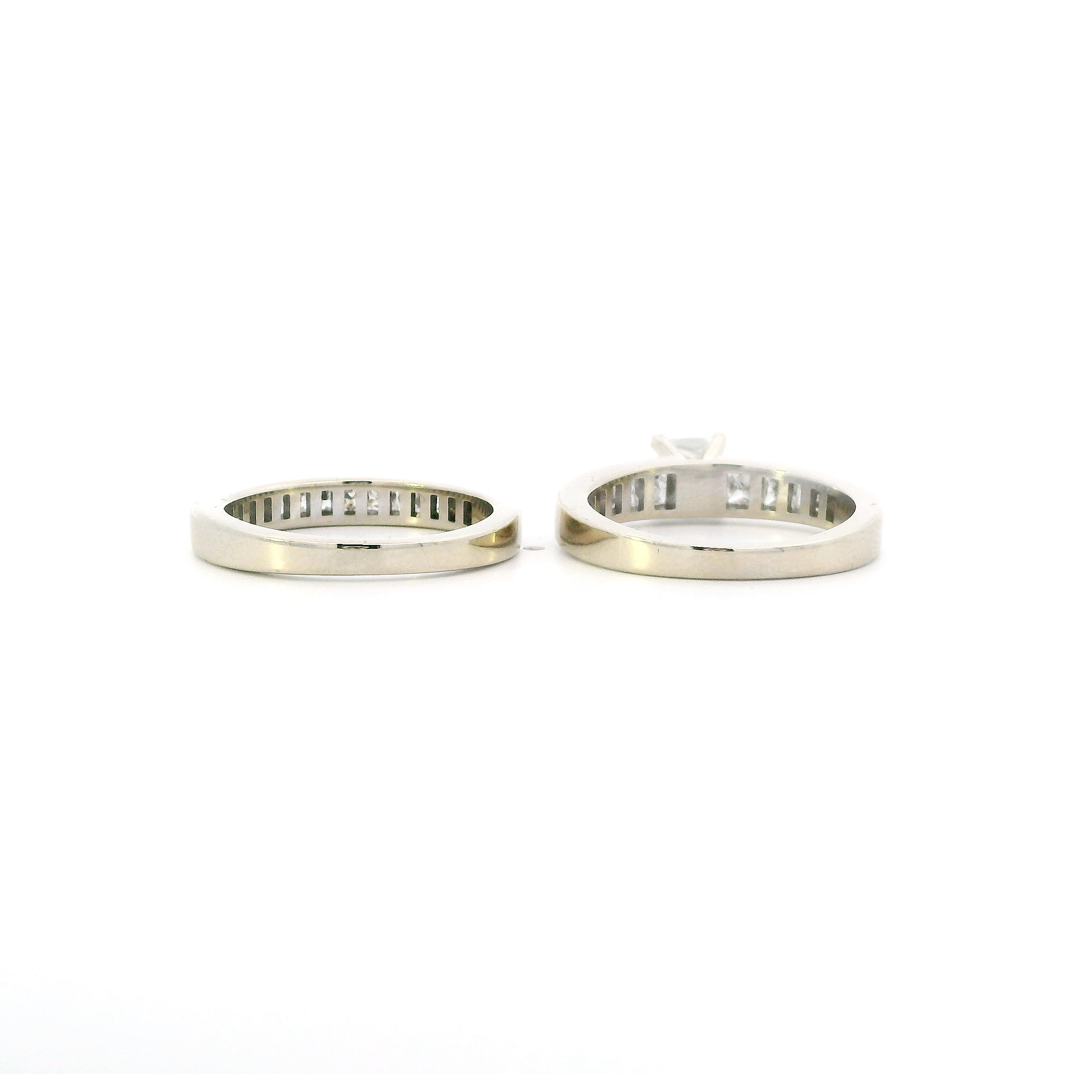 14K White Gold Diamond Womens Engagement & Wedding Ring Set - 2.41ct