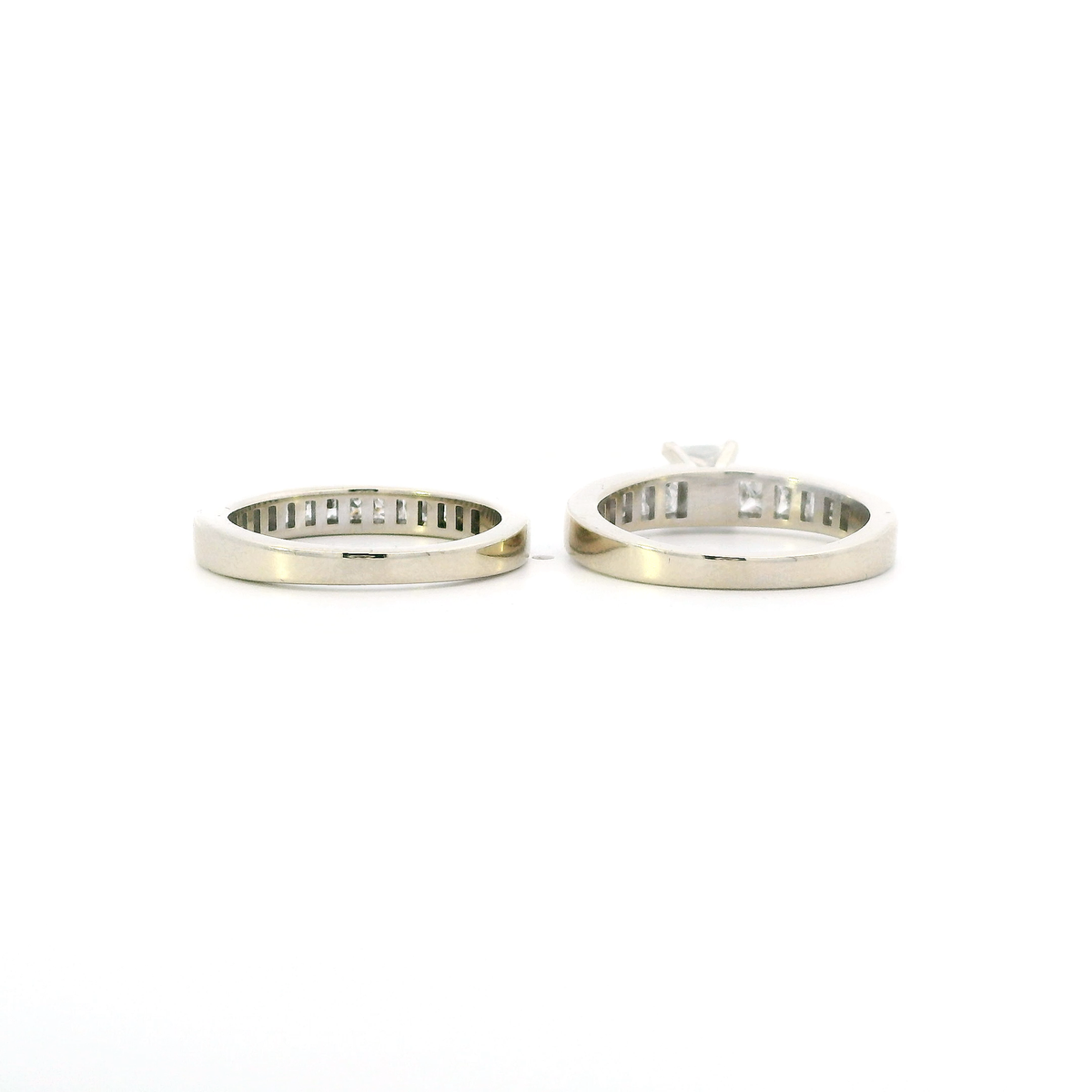 14K White Gold Diamond Womens Engagement & Wedding Ring Set - 2.41ct