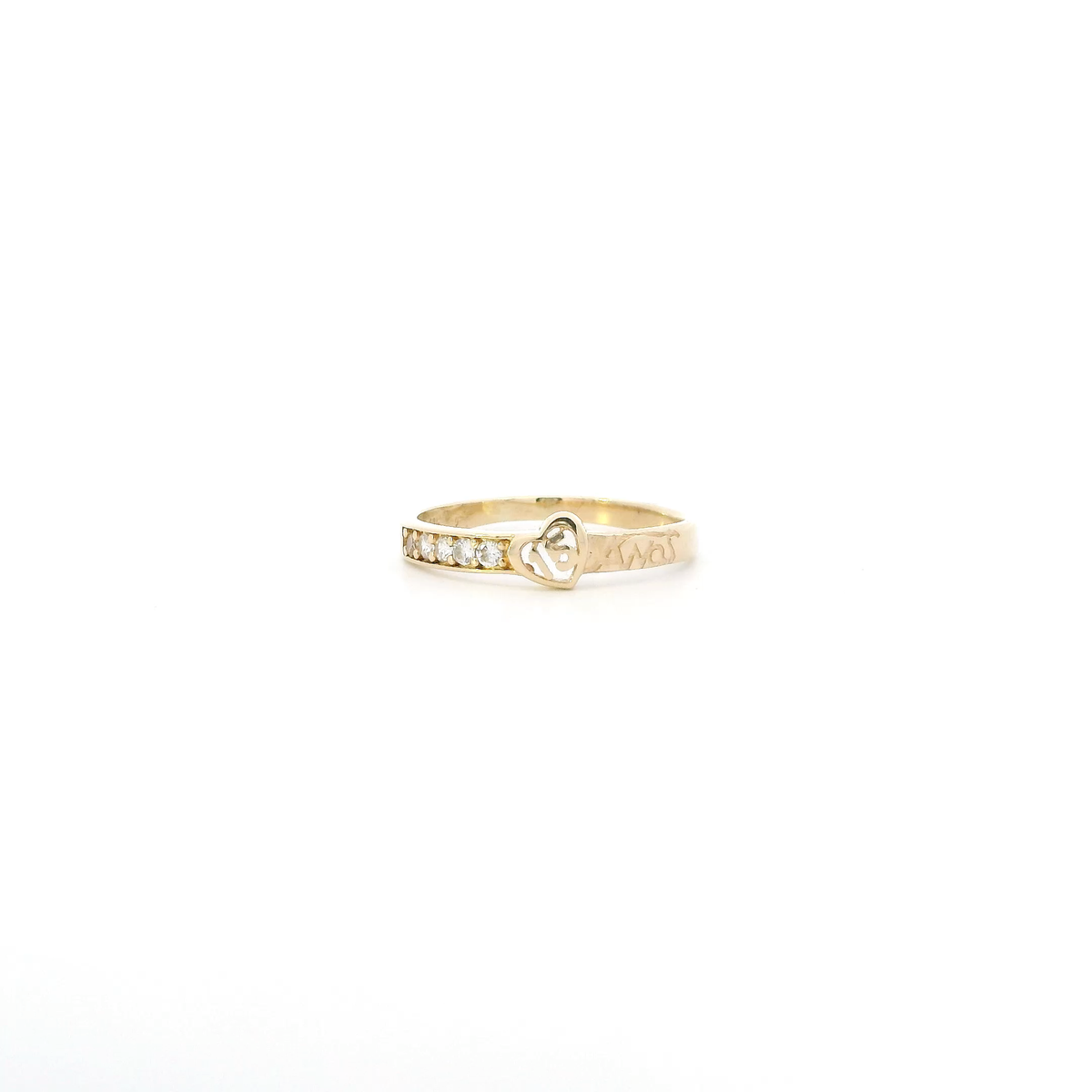 14K Yellow Gold Cz "15 Anos" Heart Ring